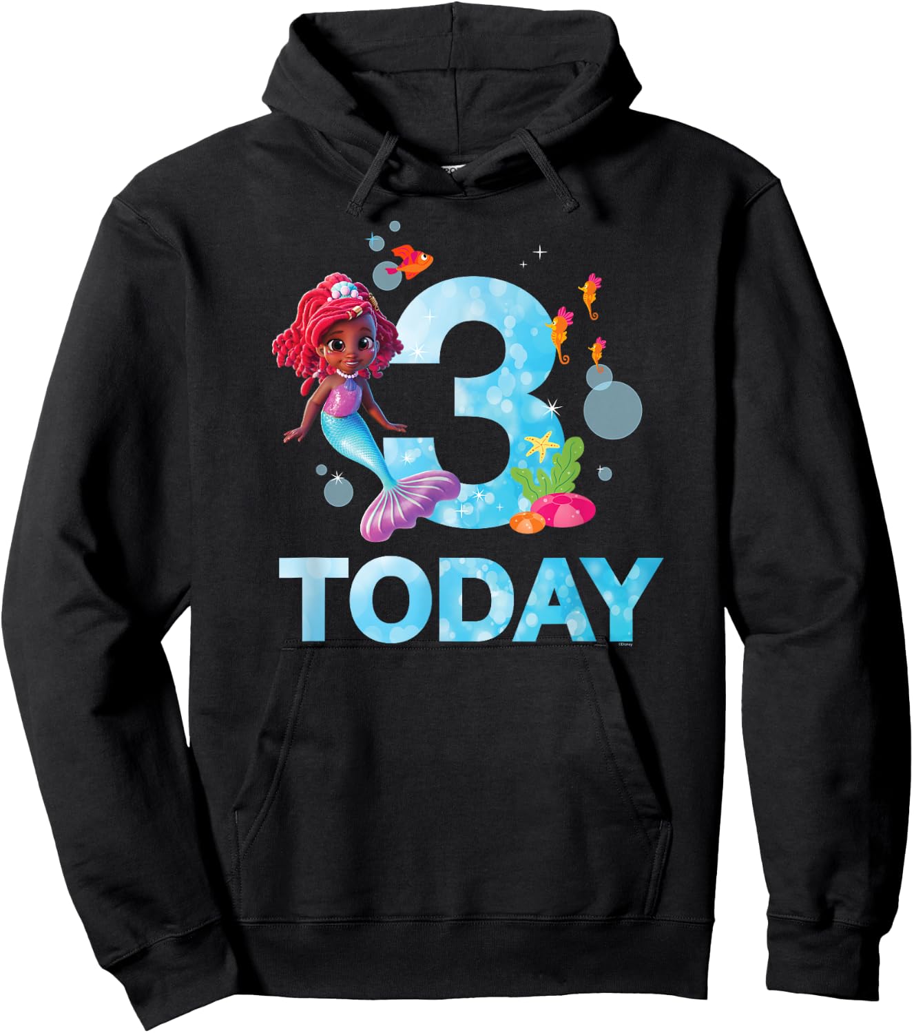 Disney Junior’s Ariel Third Birthday 3 Years Old Today Hoodie - Hoodie | Black