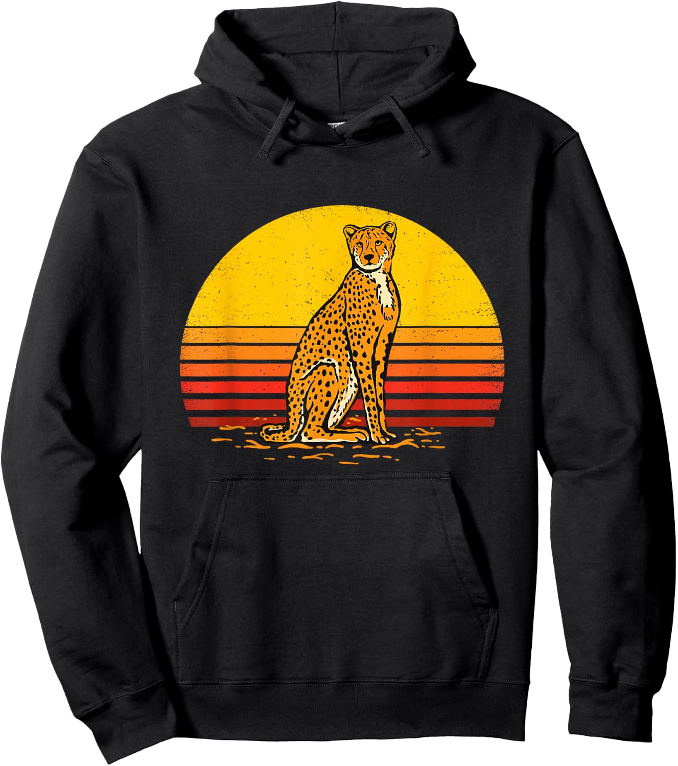 Retro Sunset Cheetah Lover Zookeeper Zoologist Zoo Animal Hoodie - Hoodie | Black