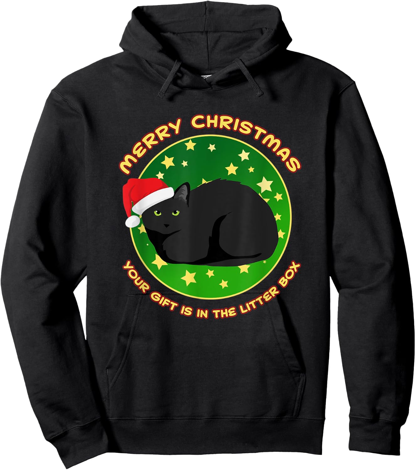Merry Christmas Your Present is in the Litter Box Cat Xmas Women Hoodie - Hoodie | Black