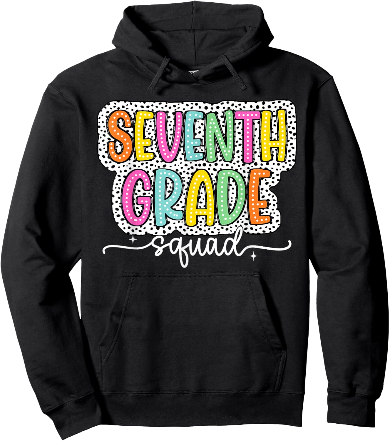 7th Seventh Grade Squad Back to School Dalmatian Dots Hoodie - Hoodie | Black