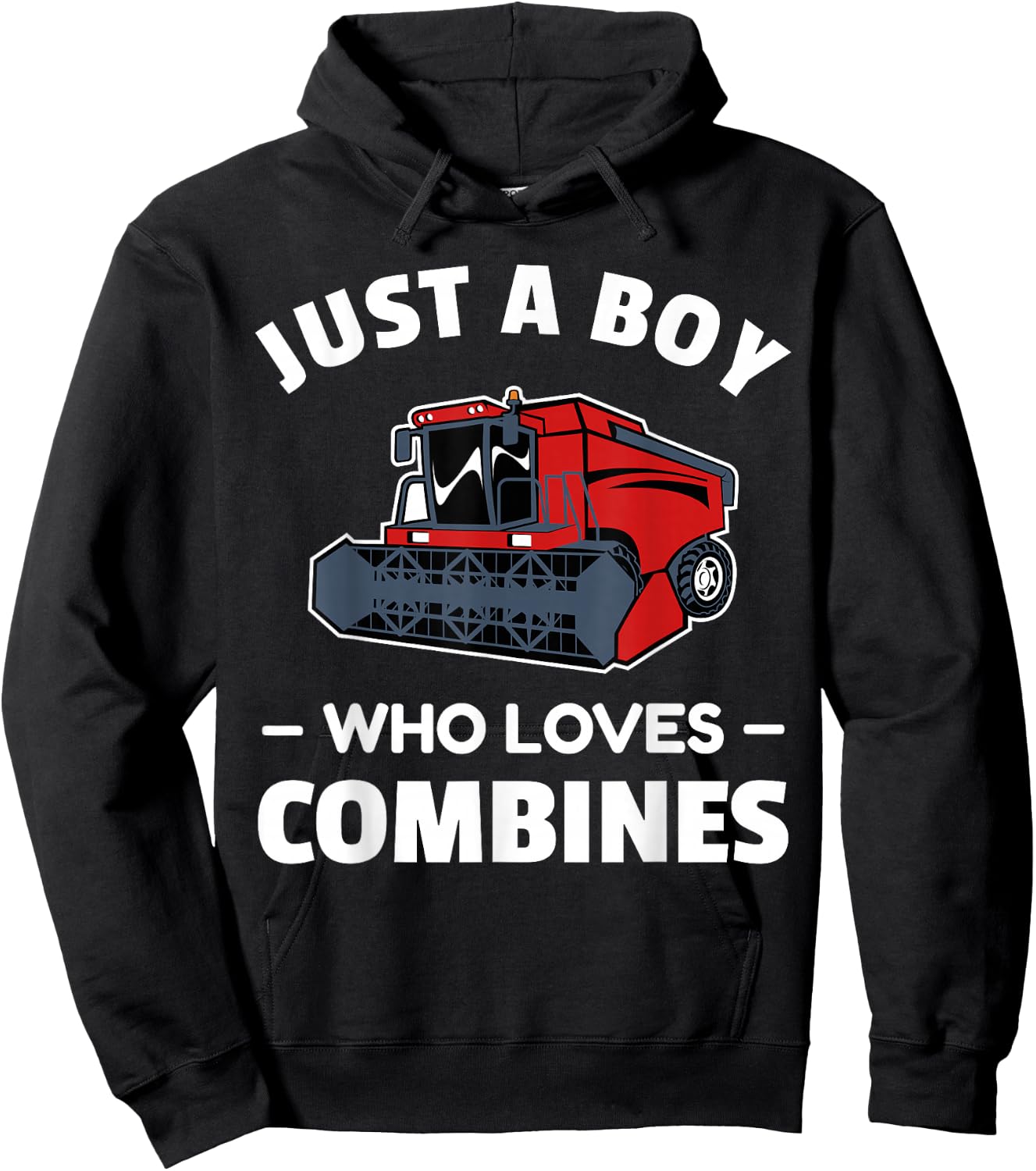 Just a boy who loves combines, red combine harvester Hoodie - Hoodie | Black