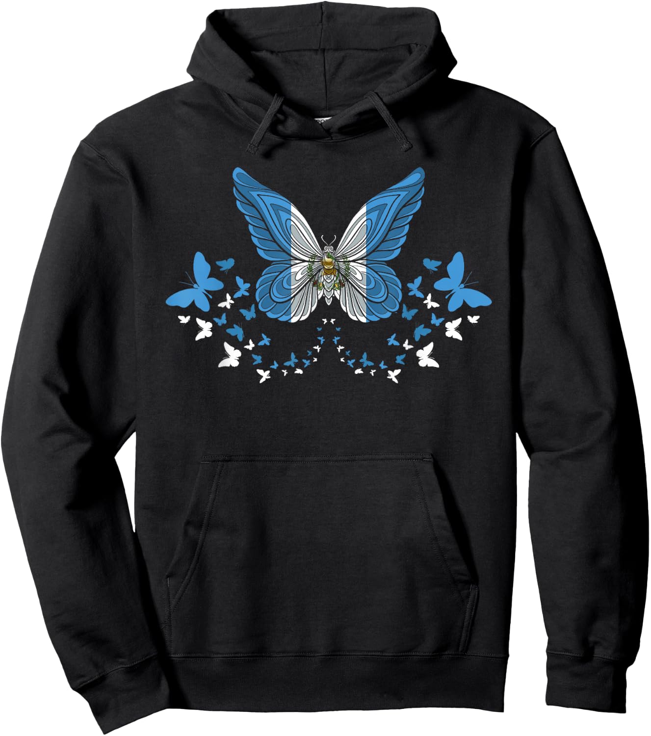 Guatemala Guatemalan Guatemala Flag Butterflies Hoodie - Hoodie | Black