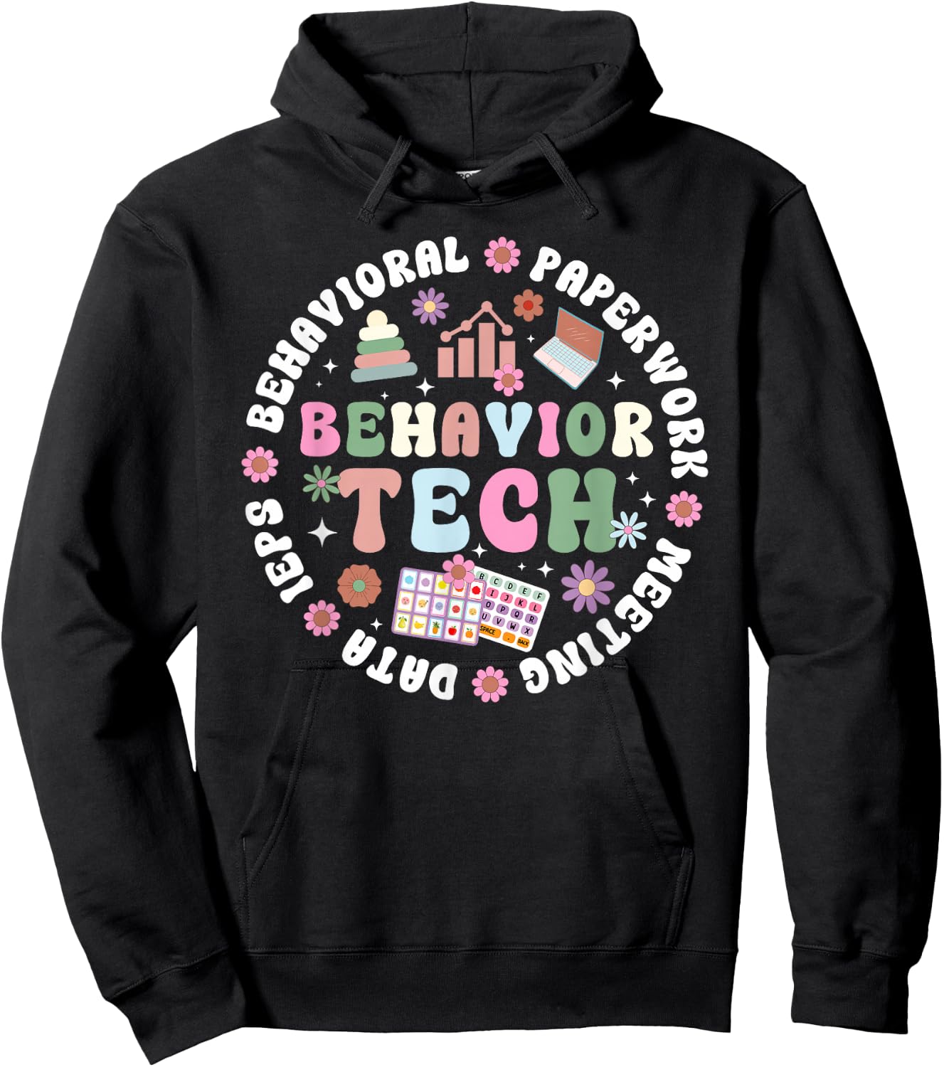 Behavior Tech Groovy Behavior Technician Behavioral Tech Hoodie - Hoodie | Black