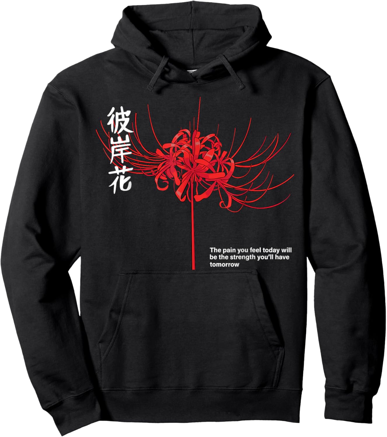 Japanese Spider Lily Soft Grunge Anime Aesthetic Flower Fan Hoodie - Hoodie | Black