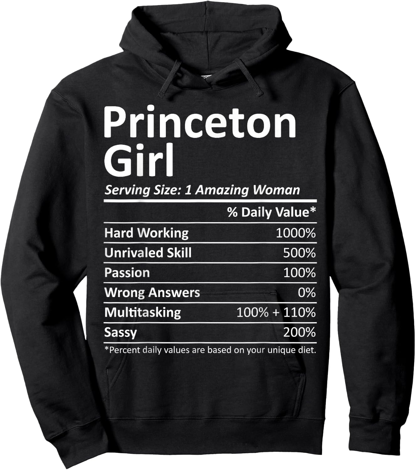 Princeton Girl NJ New Jersey Funny City Home Roots USA Gift Small Hoodie - Hoodie | Black