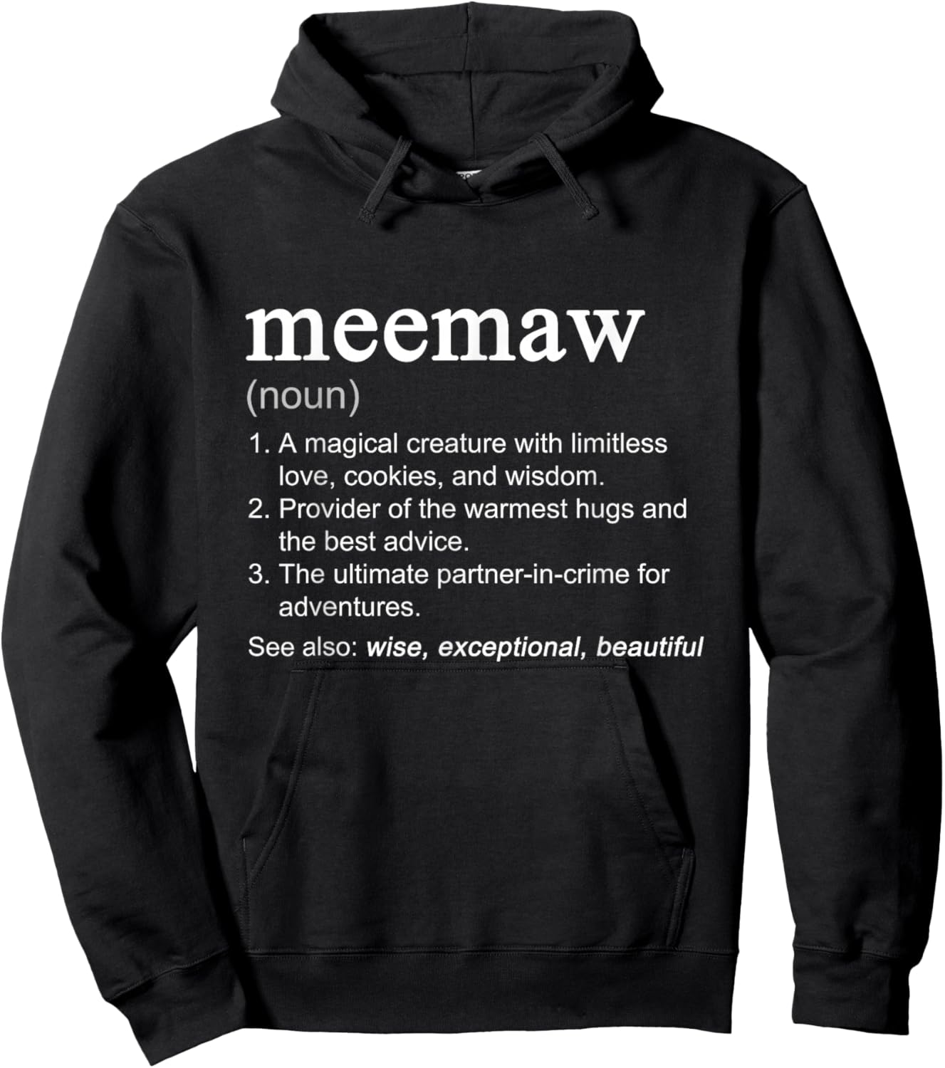 Meemaw Definition Funny Mother's Day Noun Mee-Maw Hoodie - Hoodie | Black