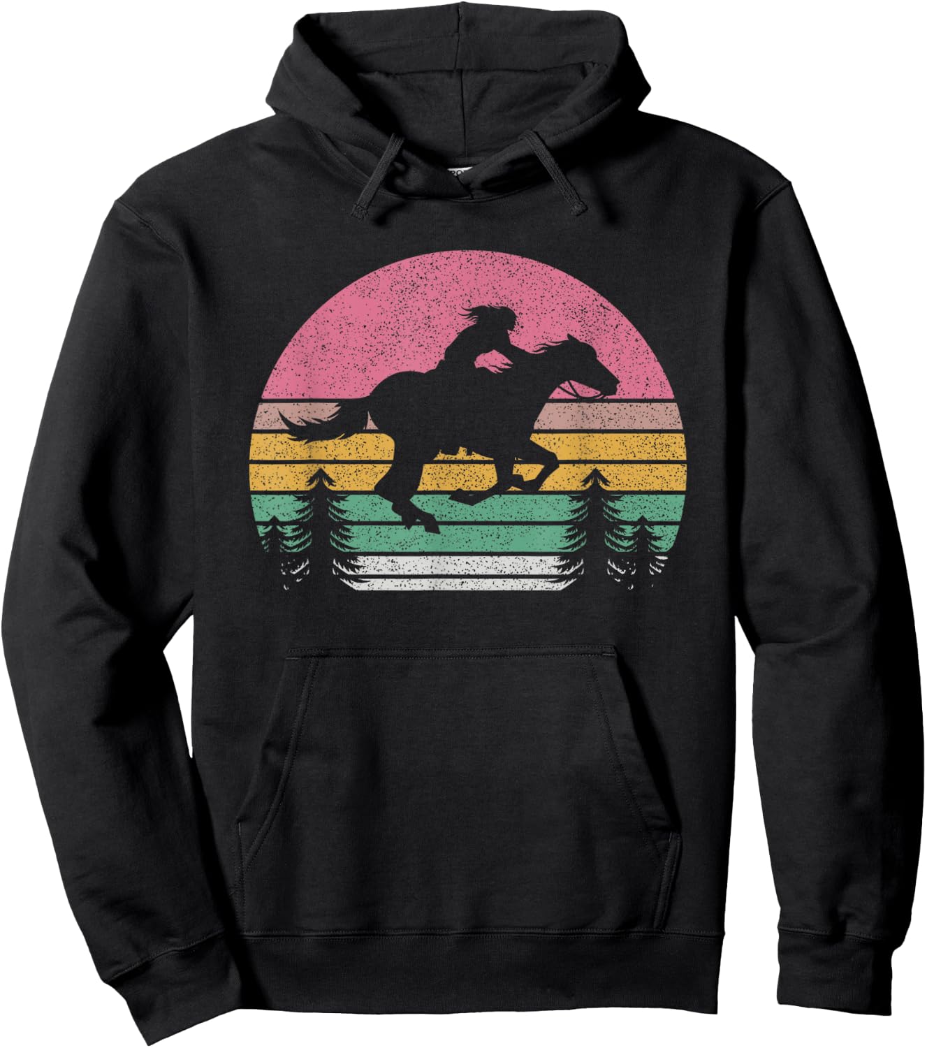 Outta Sight! Vintage Retro Girl Horse Riding Cowgirl Texas Ranch Hoodie - Hoodie | Black