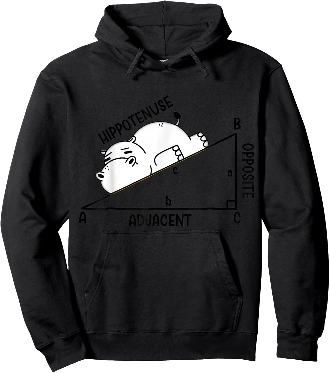 Nerdy Funny Hippotenuse Hypotenuse Hippopotamus Math Teacher Hoodie - Hoodie | Black