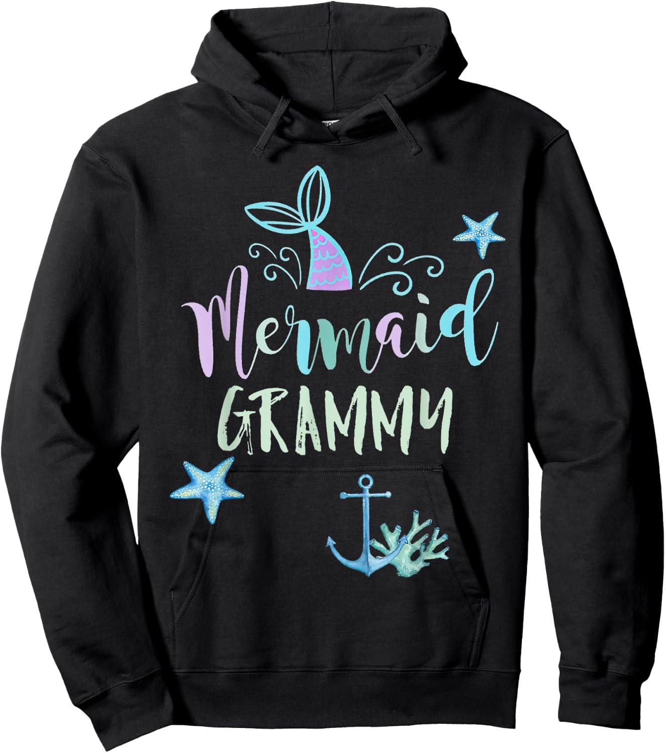 Mermaid Grammy Birthday Mermaid Family Matching Party Squad Hoodie - Hoodie | Black