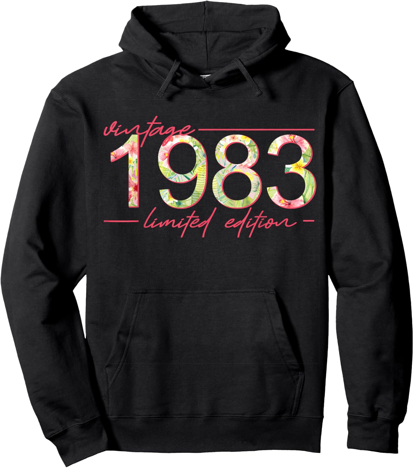 Vintage 1983 Limited Edition Tropische Blumen Damen Geburtstag Hoodie - Hoodie | Black