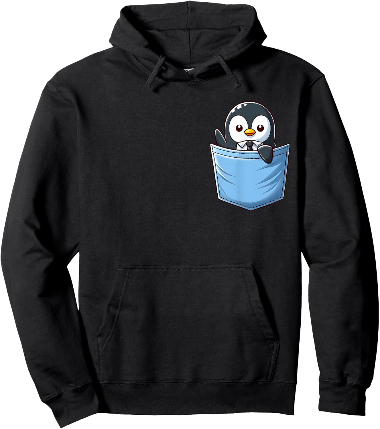 Adorable Penguin in Pocket for Kids, Boys, Girls, Women Hoodie - Hoodie | Black