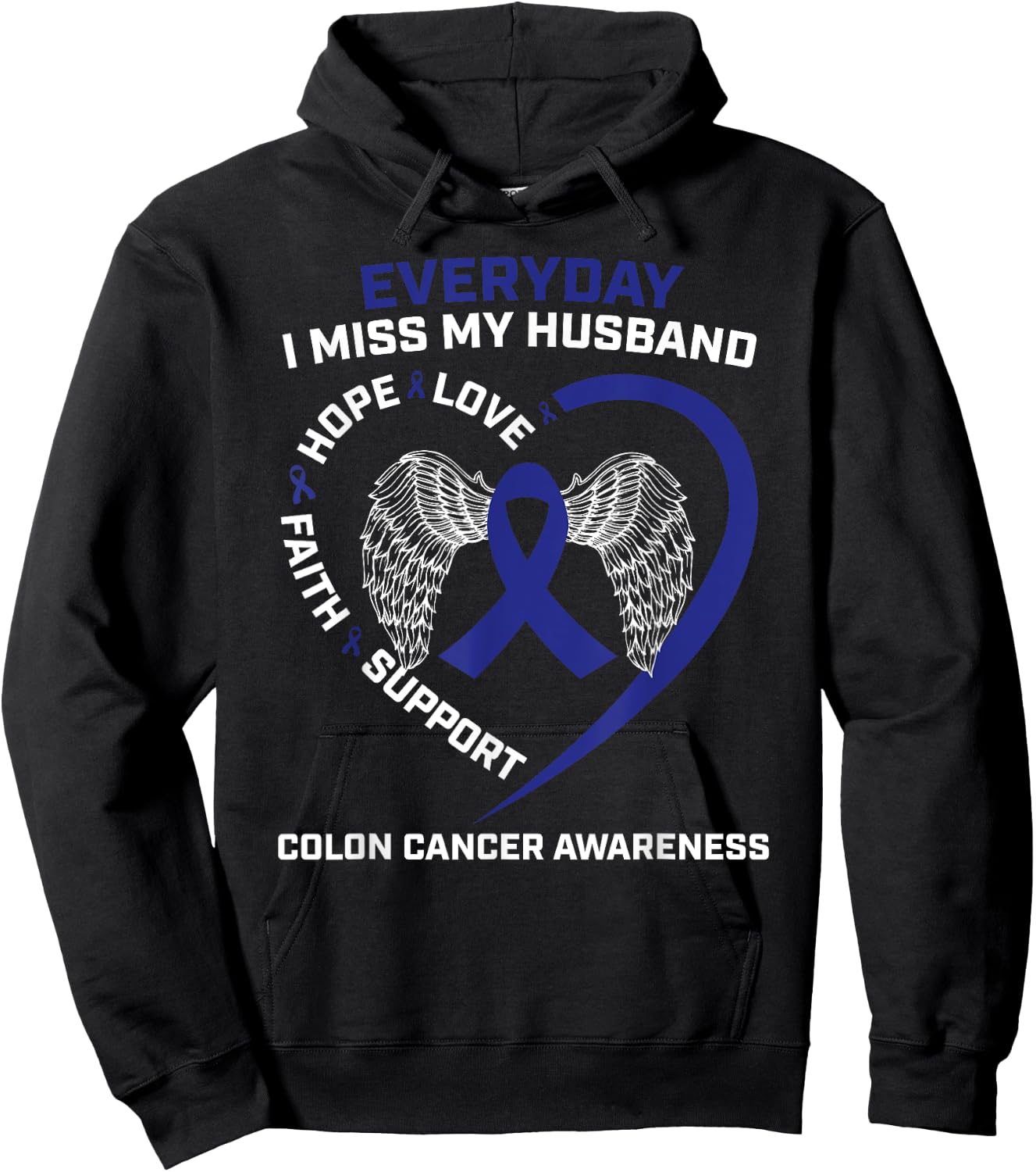 Colorectal Wings In Memory Of Husband Colon Cancer Awareness Hoodie - Hoodie | Black
