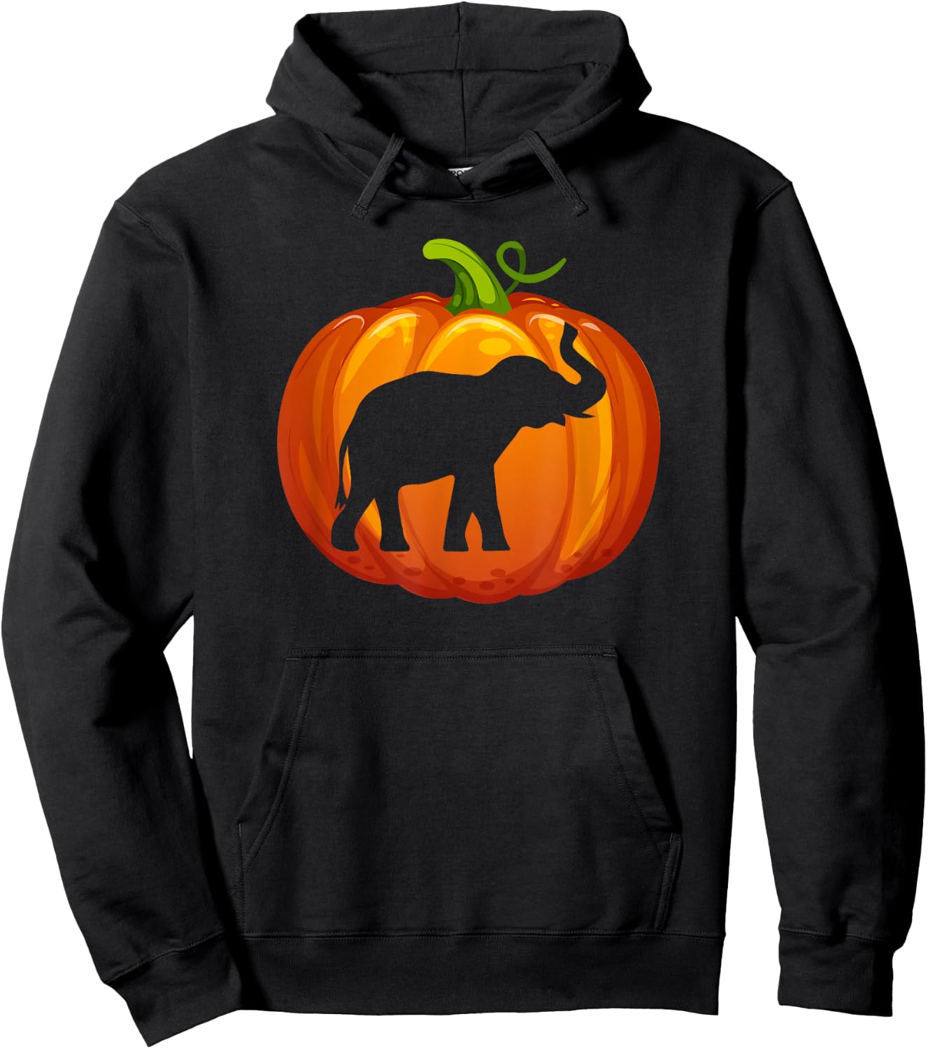 Elephant Carved In Pumpkin Love Elephants Wildlife Halloween Hoodie - Hoodie | Black