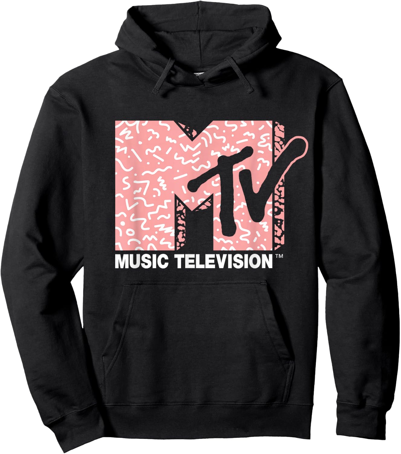 MTV - Memphis Style Pattern Fill Hoodie - Hoodie | Black