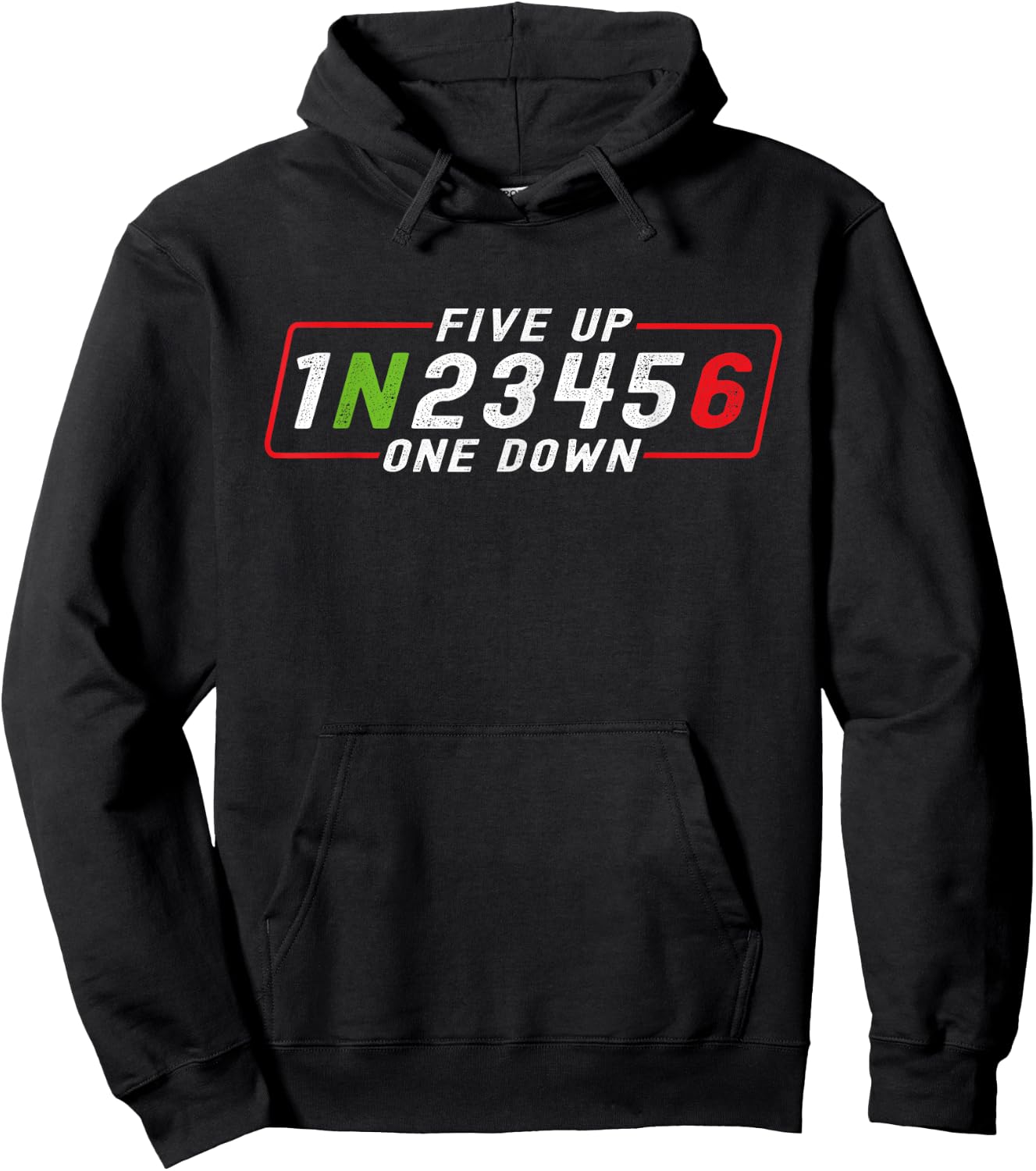 Five Up One Down Motorrad Schaltschema Biker Spruch Hoodie - Hoodie | Black