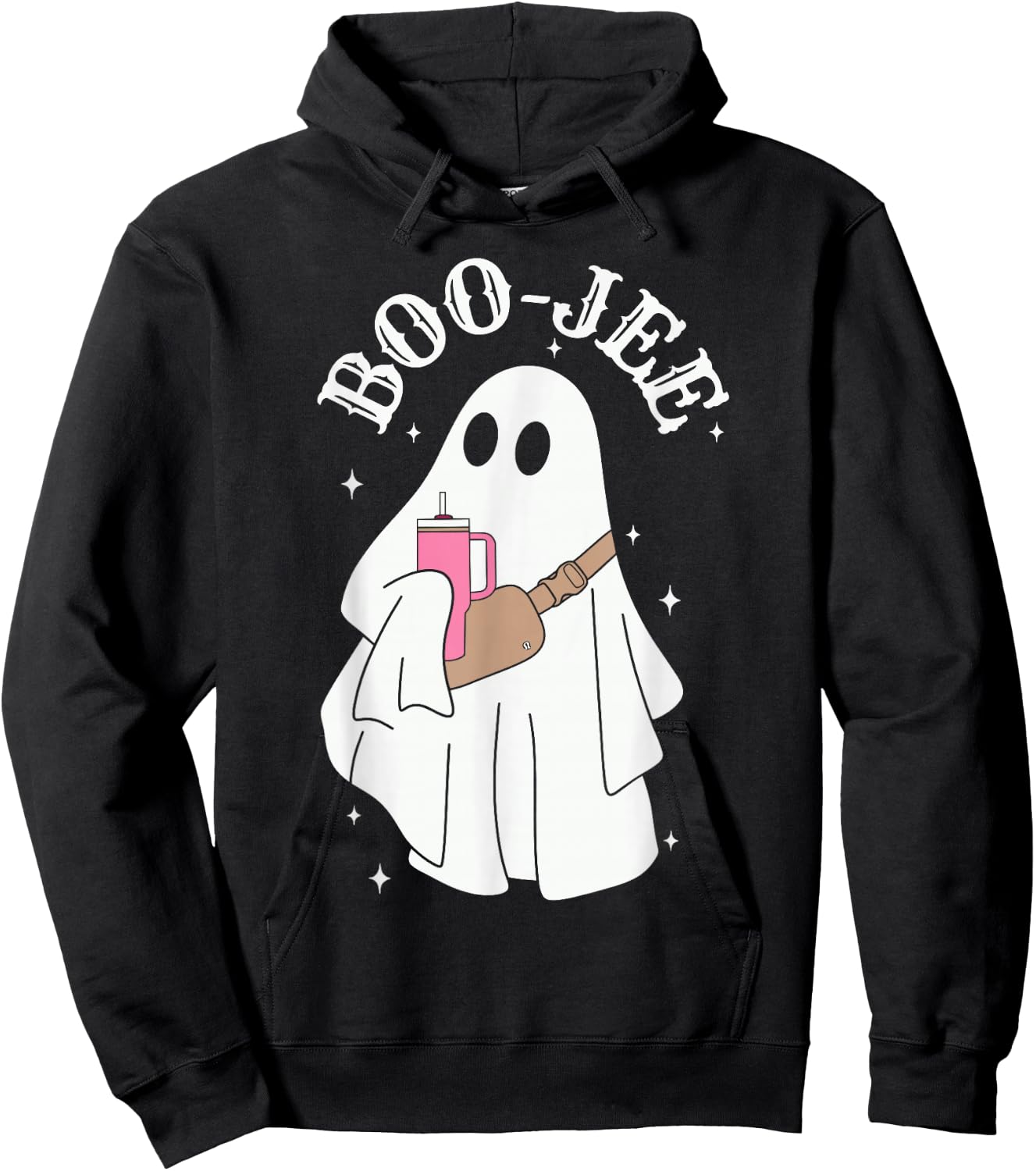 Boujee Boo-jee Cute Ghost Spooky Season Halloween Costume Hoodie - Hoodie | Black