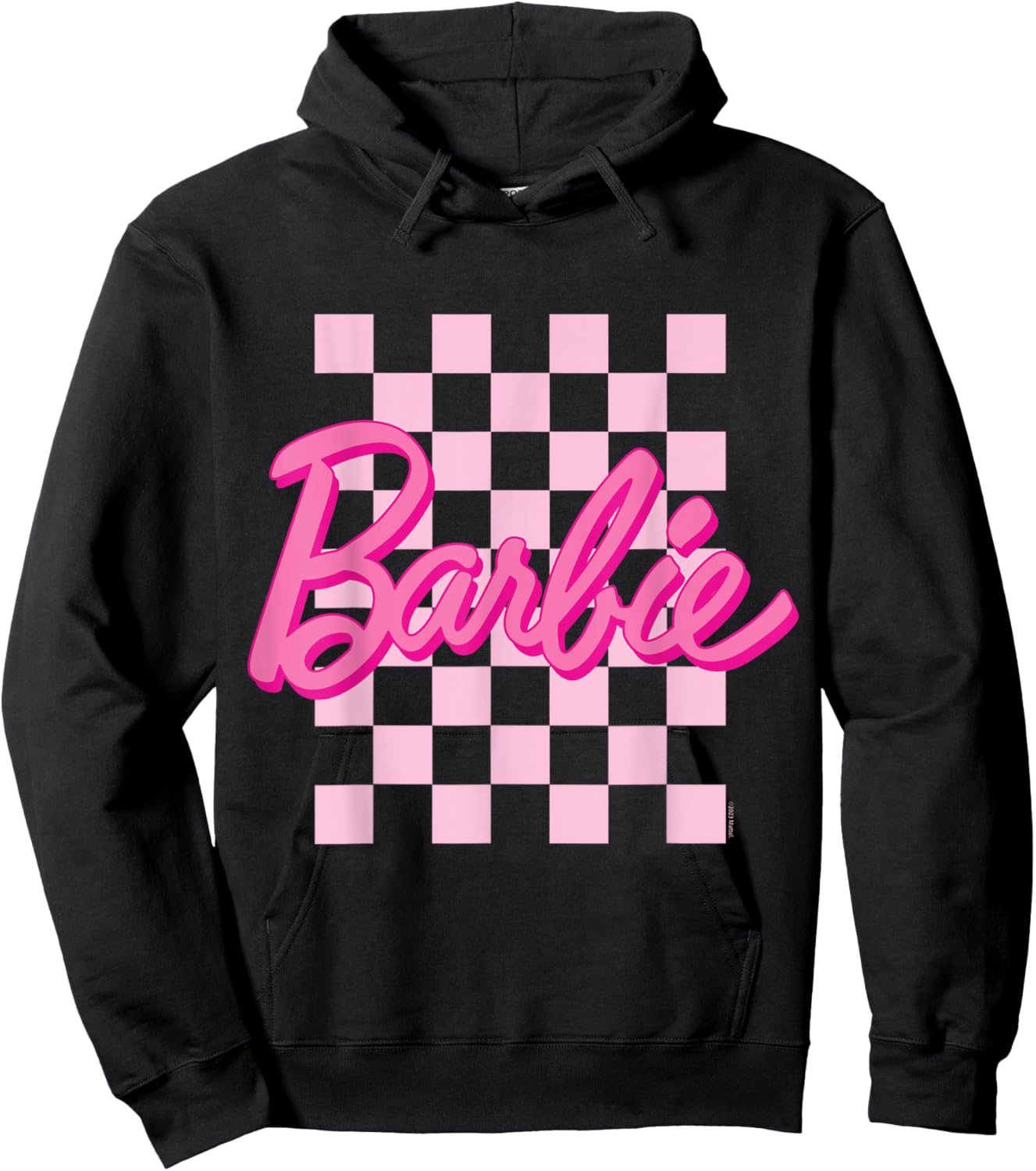 Barbie - Barbie Logo Plaid Background , black Hoodie - Hoodie | Black