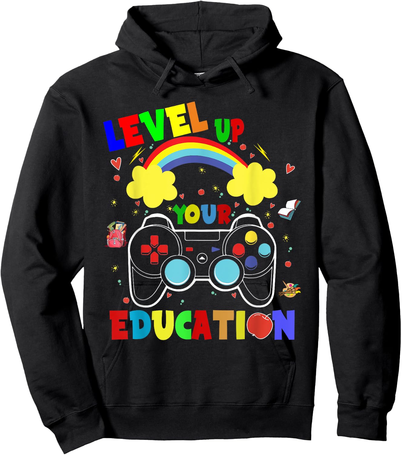 Level Up Your Education Gaming Inspired Teacher Gamers Women Kids Hoodie - Hoodie | Black