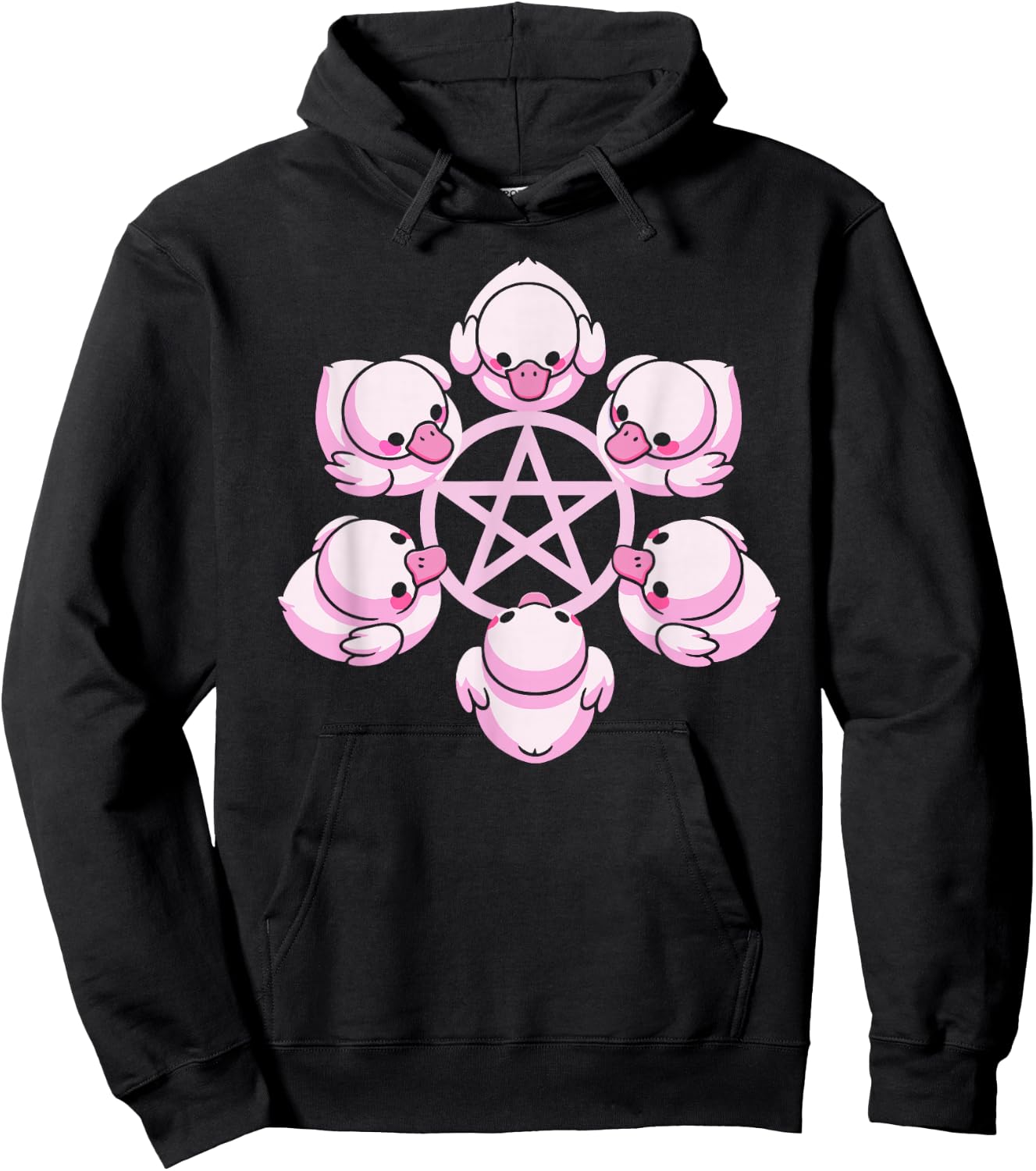 Pink Ducks Pentacle Pentagram Pastel Goth Alt Dark Humor , Small, Black Hoodie - Hoodie | Black