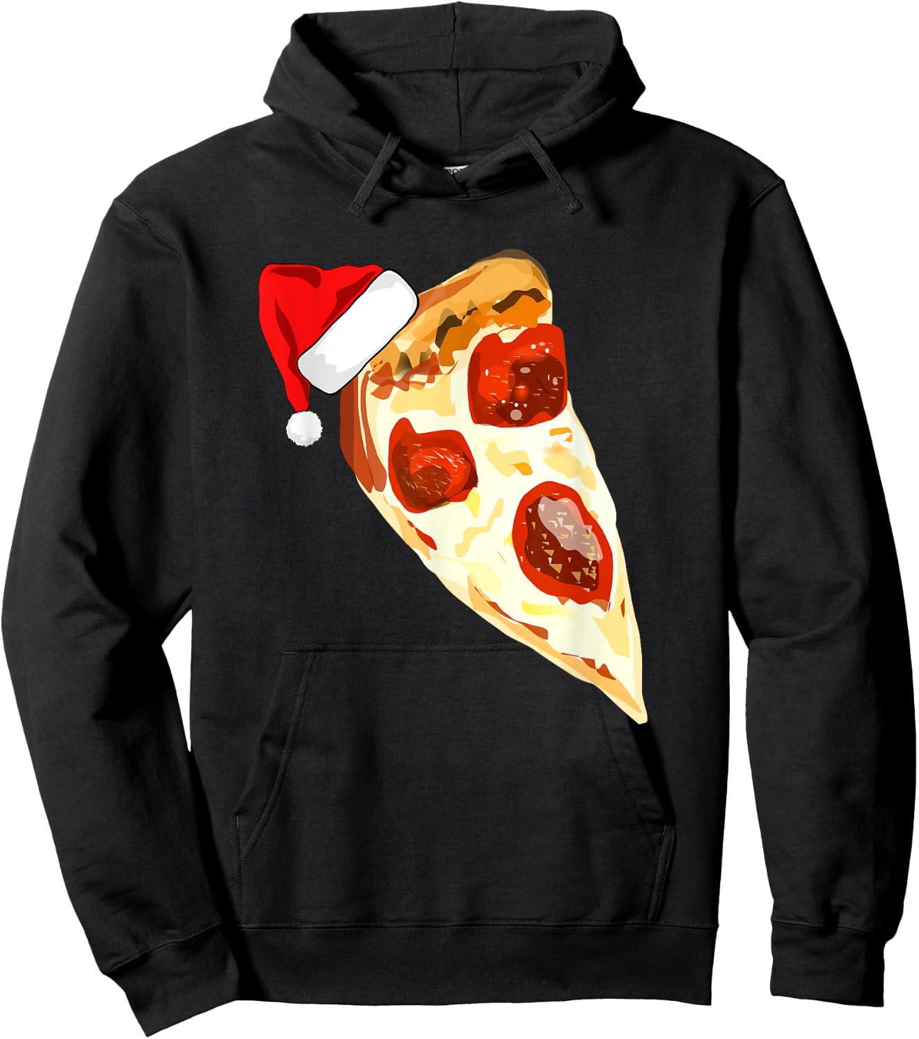Funny Pizza Lover Santa Hat Christmas Pajama Pepperoni Hoodie - Hoodie | Black
