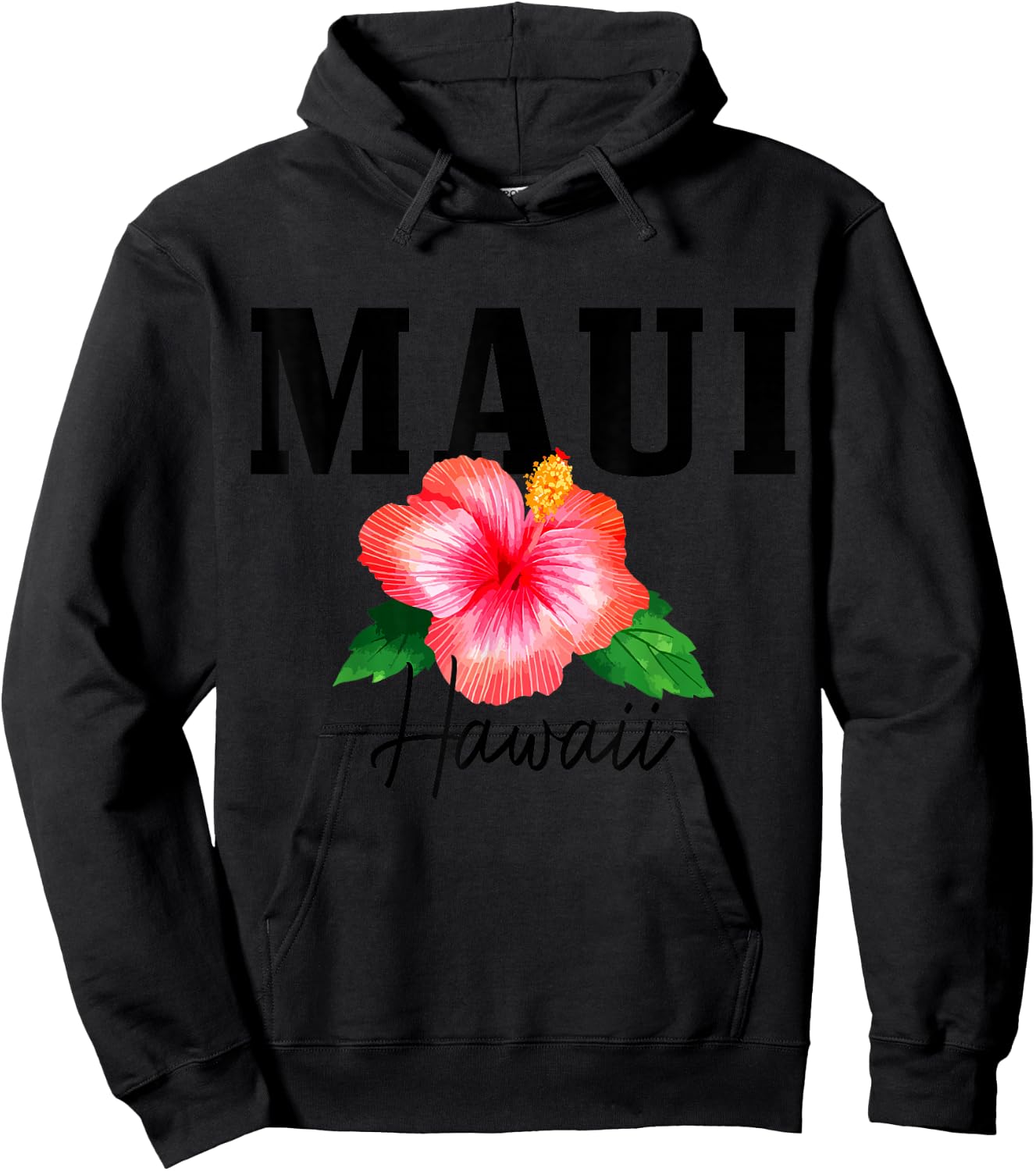 Maui Hawaii Floral Hibiscus Surf Surfer Vintage Hawaii Hoodie - Hoodie | Black