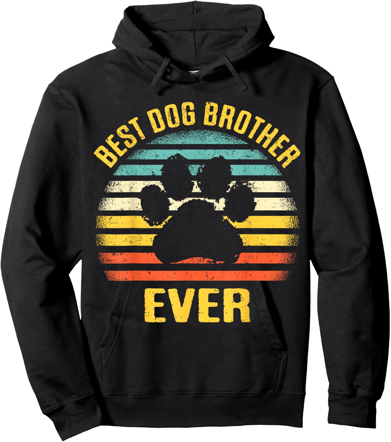 Best Dog Brother Ever Retro Paw Puppy Lover Men Women Hoodie - Hoodie | Black