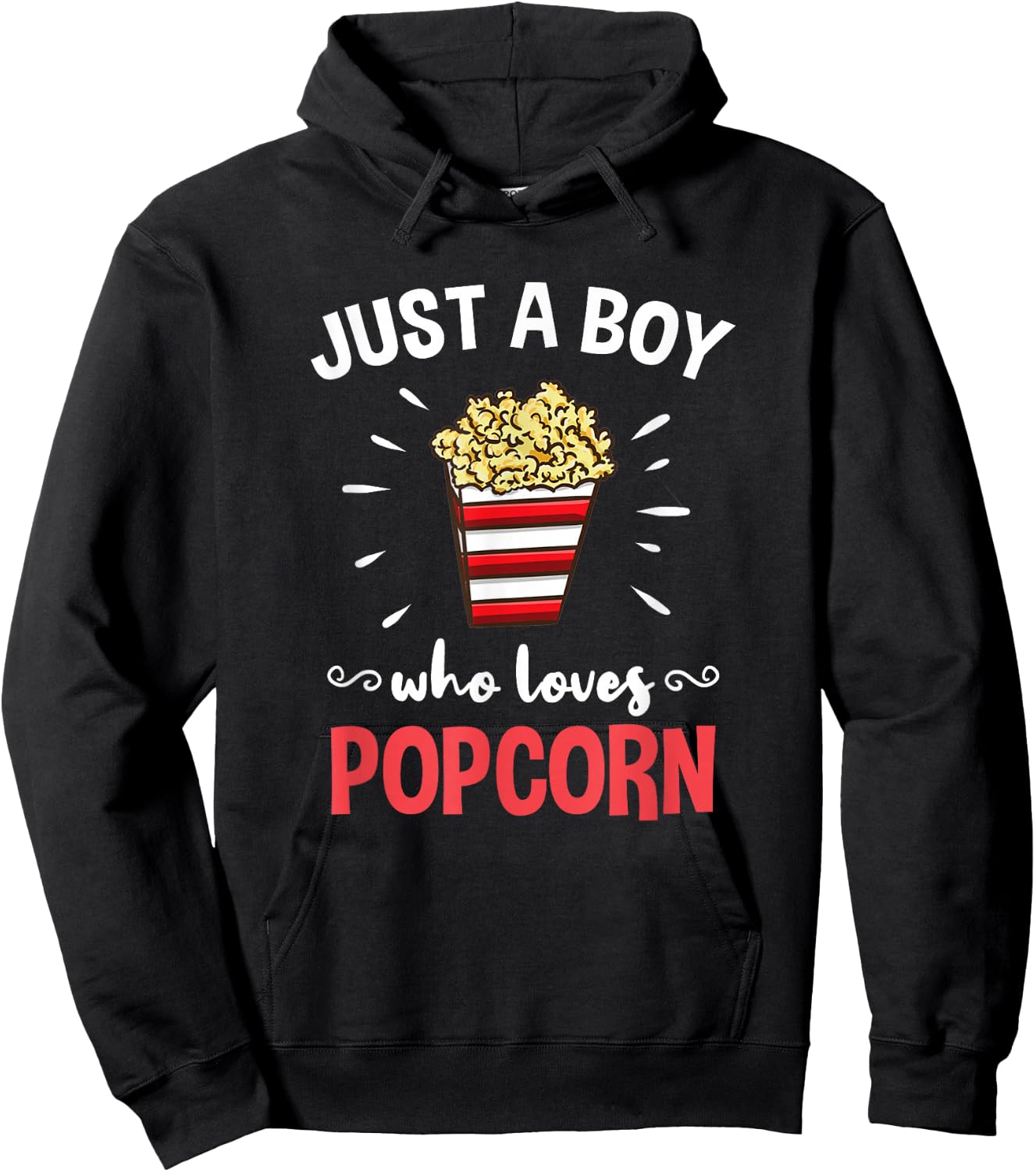 Just A Boy Who Loves Popcorn Hoodie - Hoodie | Black