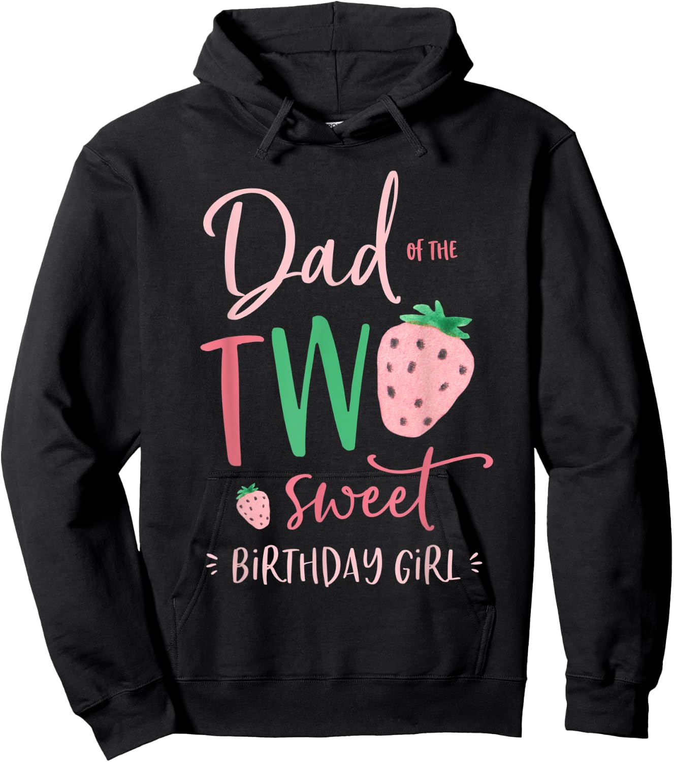 Herren Papa der Zwei Süße Geburtstagskind Strawberry 2nd Party Papa Hoodie - Hoodie | Black
