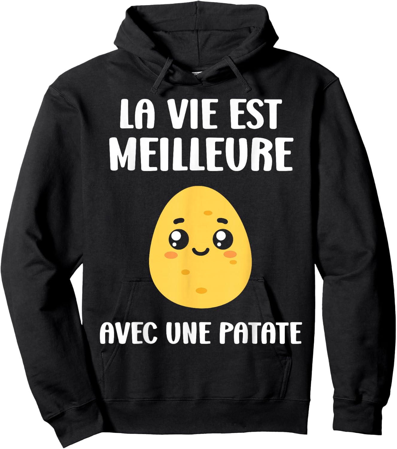 Funny cute potatoes Life is better with a potato , Black, S Hoodie - Hoodie | Black