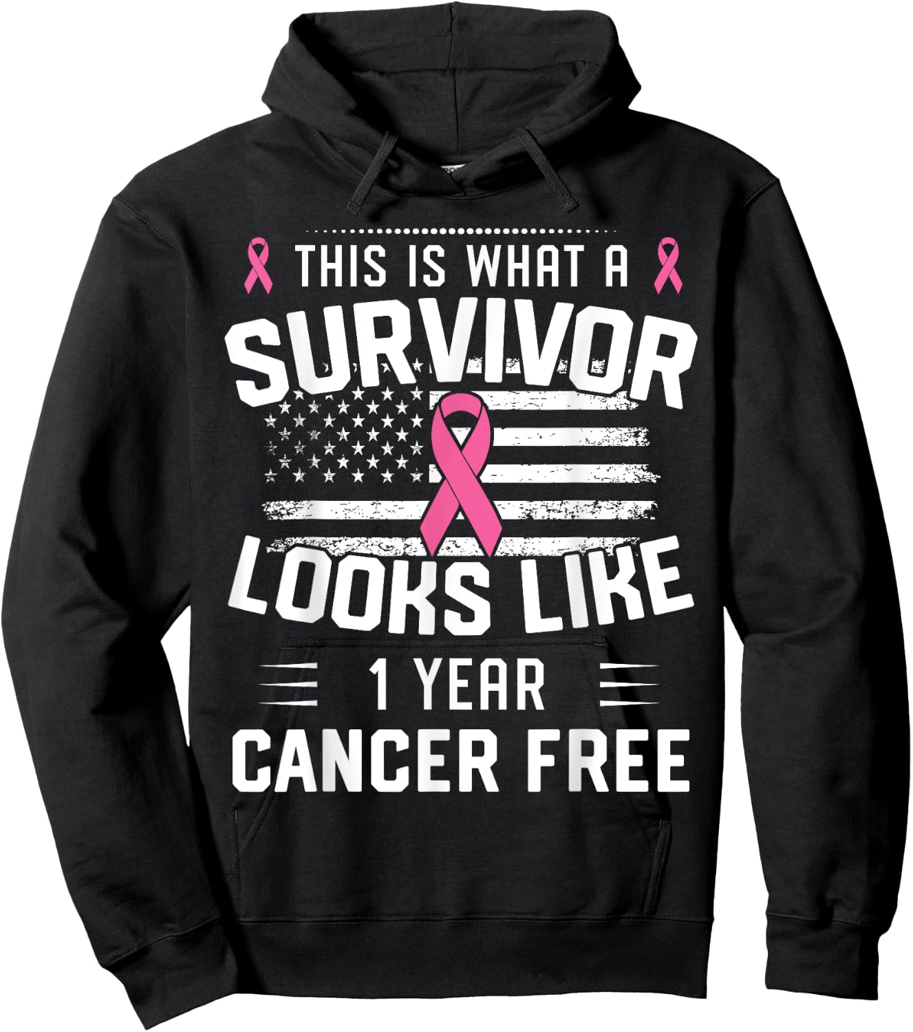 Breast Cancer 1 Year Survivor Of Being Breast Cancer Free Hoodie - Hoodie | Black