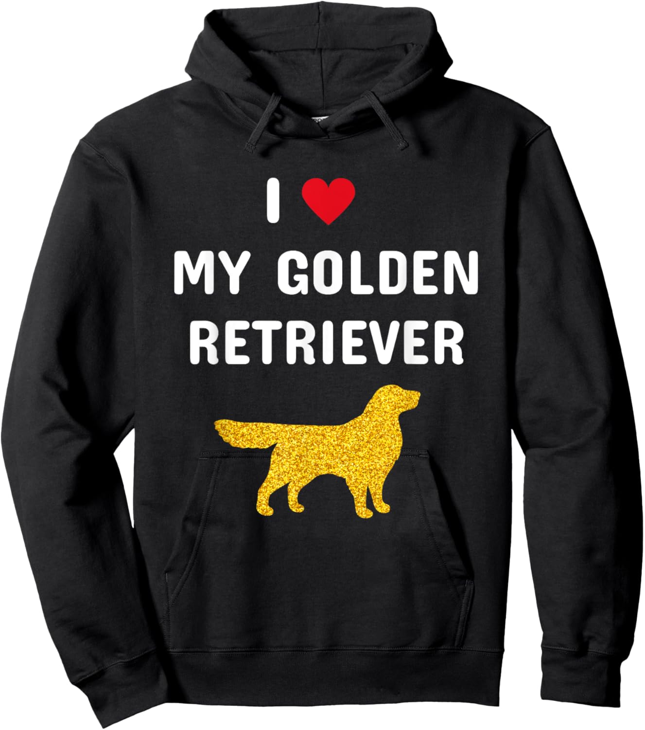 I Heart Love My Golden Retriever Hoodie - Hoodie | Black