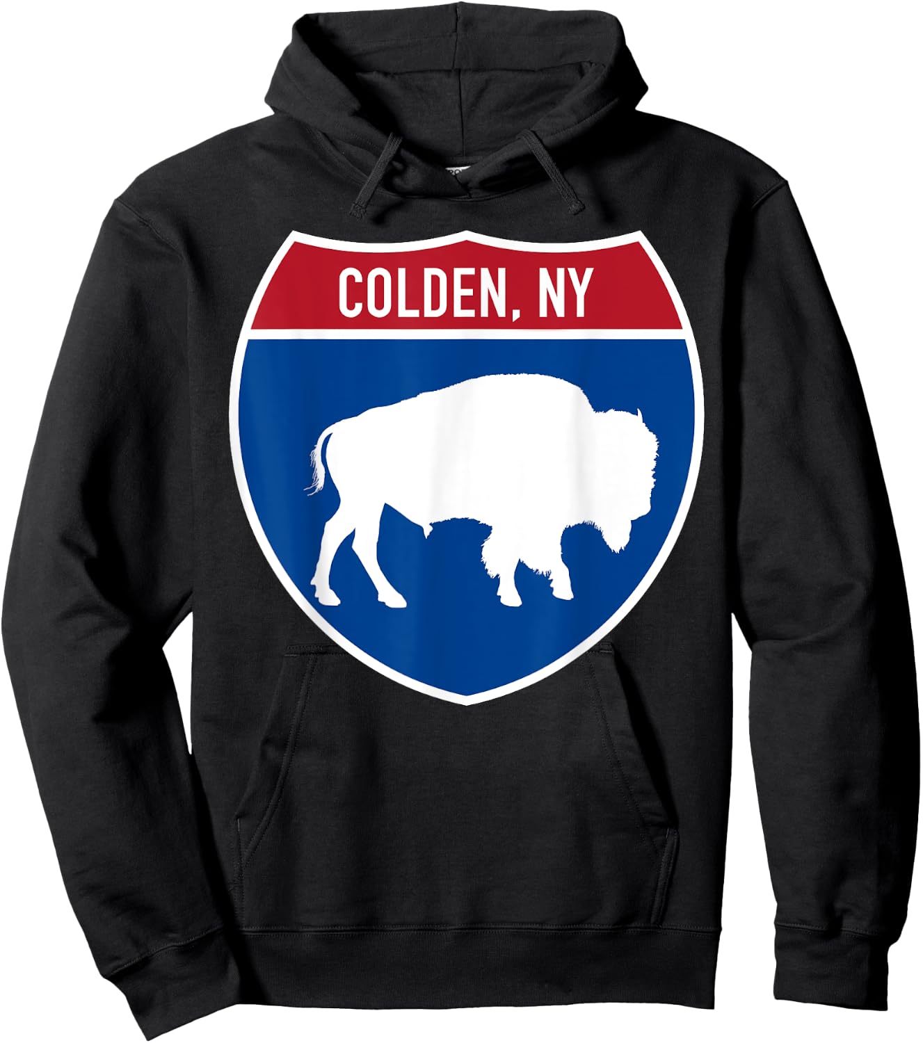 Colden New York Buffalo NY Highway Interstate Sign Hoodie - Hoodie | Black