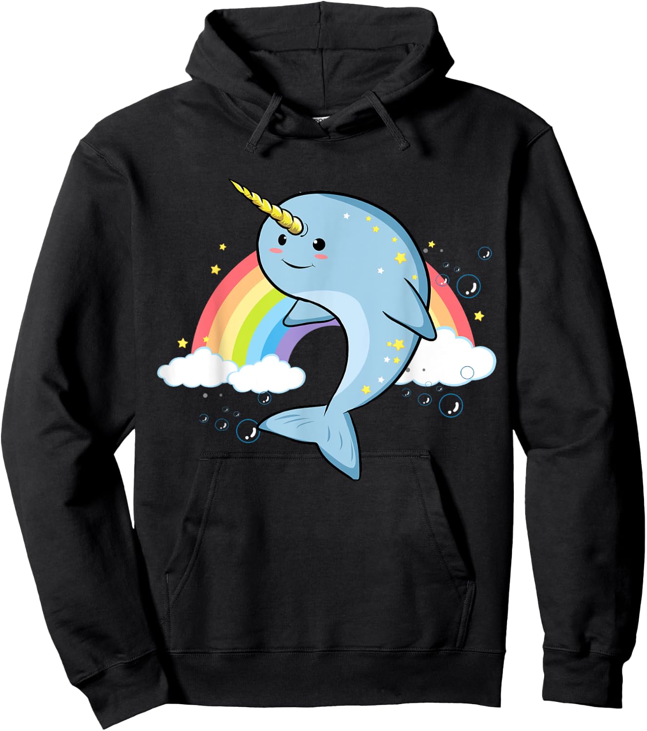 Funny Narwhal Unicorn of the Sea Lover Horn Rainbow Kawaii Hoodie - Hoodie | Black
