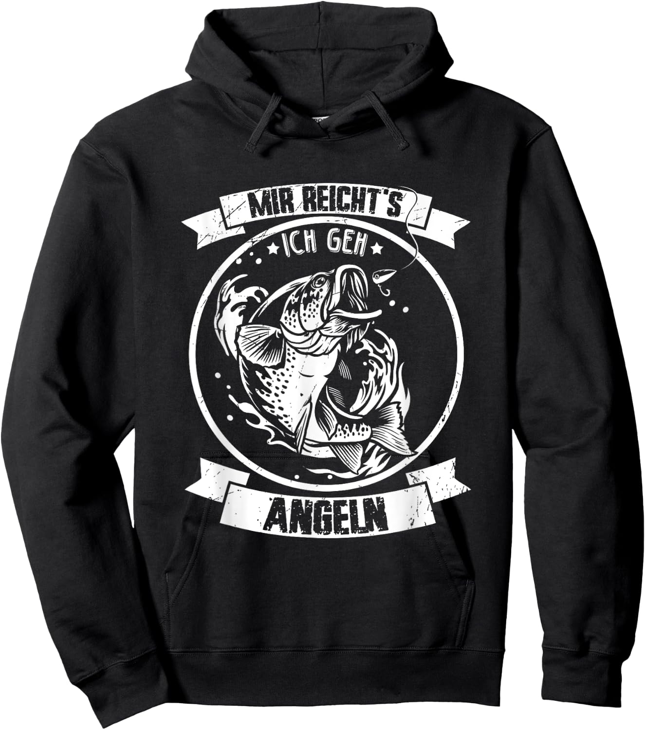 Mir reichts ich geh Angeln Fischen Fischer Angler - Mir reichts ich geh Angeln Shirts & co. - Herren - Schwarz - S - Kurzarm - Klassische Passform - 100% Polyester - Fishing Hoodie - Hoodie | Black
