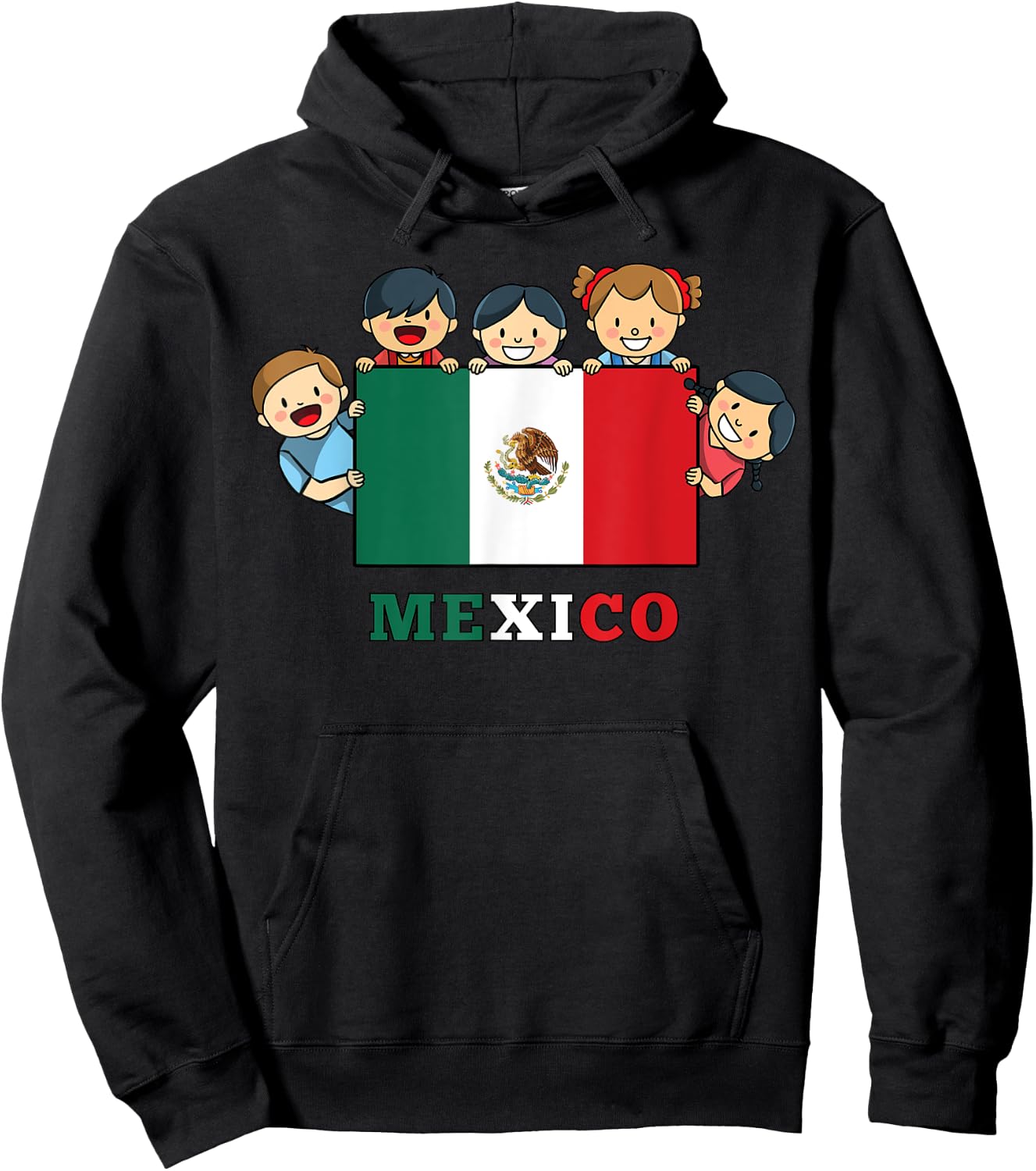 Kids Mexico Flag Hispanic Heritage Month Mexican Hoodie - Hoodie | Black