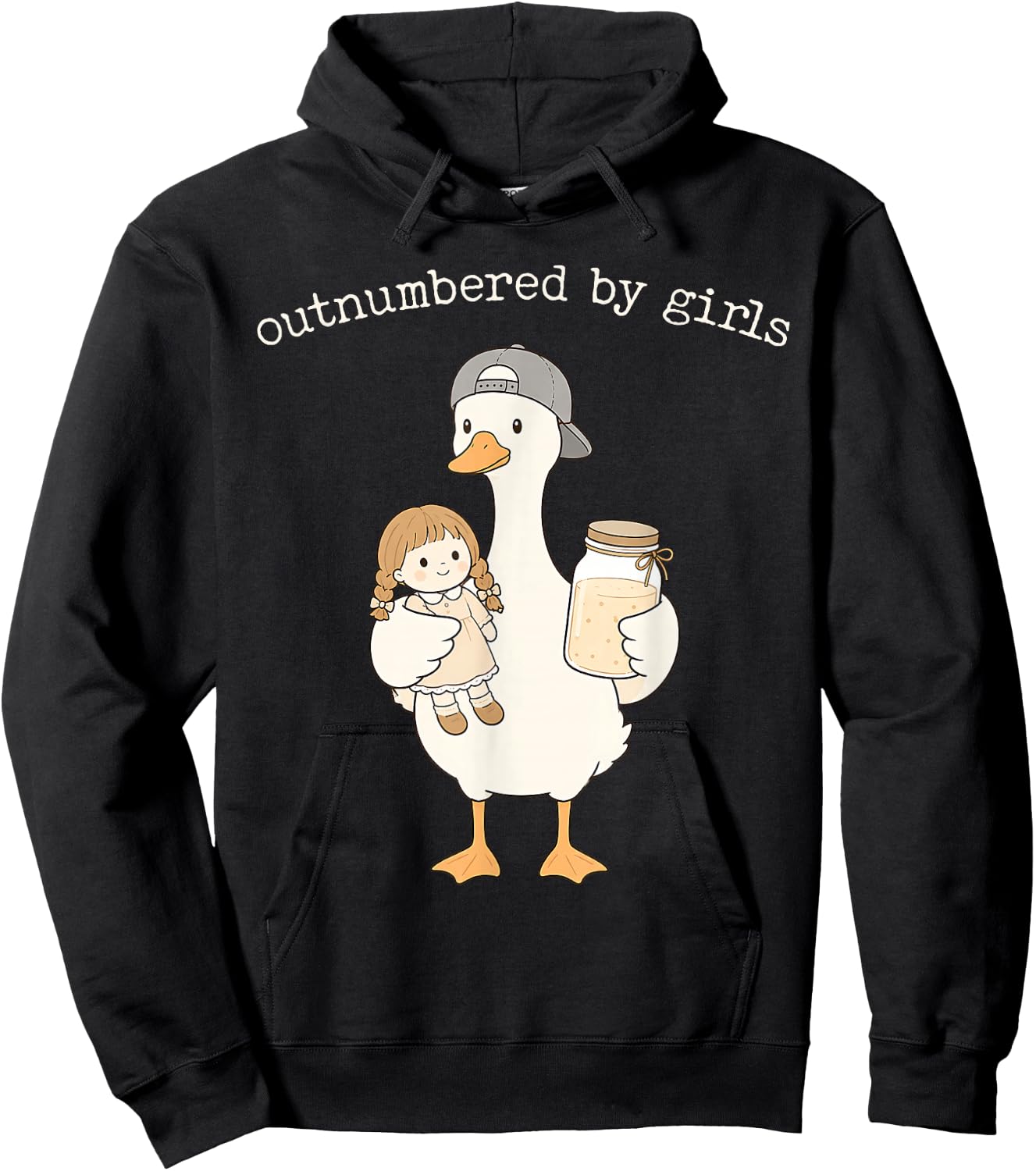 Outnumbered By Girls Funny Dad of Daughters Father's Day Hoodie - Hoodie | Black
