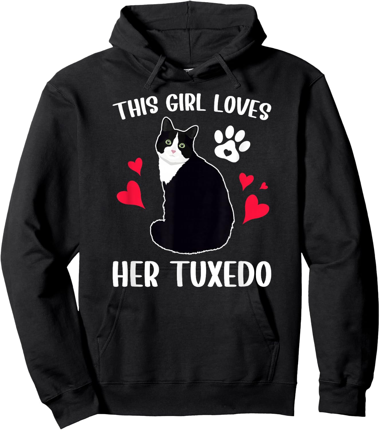 Girl Loves Tuxedo Cat Mom Tuxedo Cat Owner Tuxedo Cat Lover Hoodie - Hoodie | Black