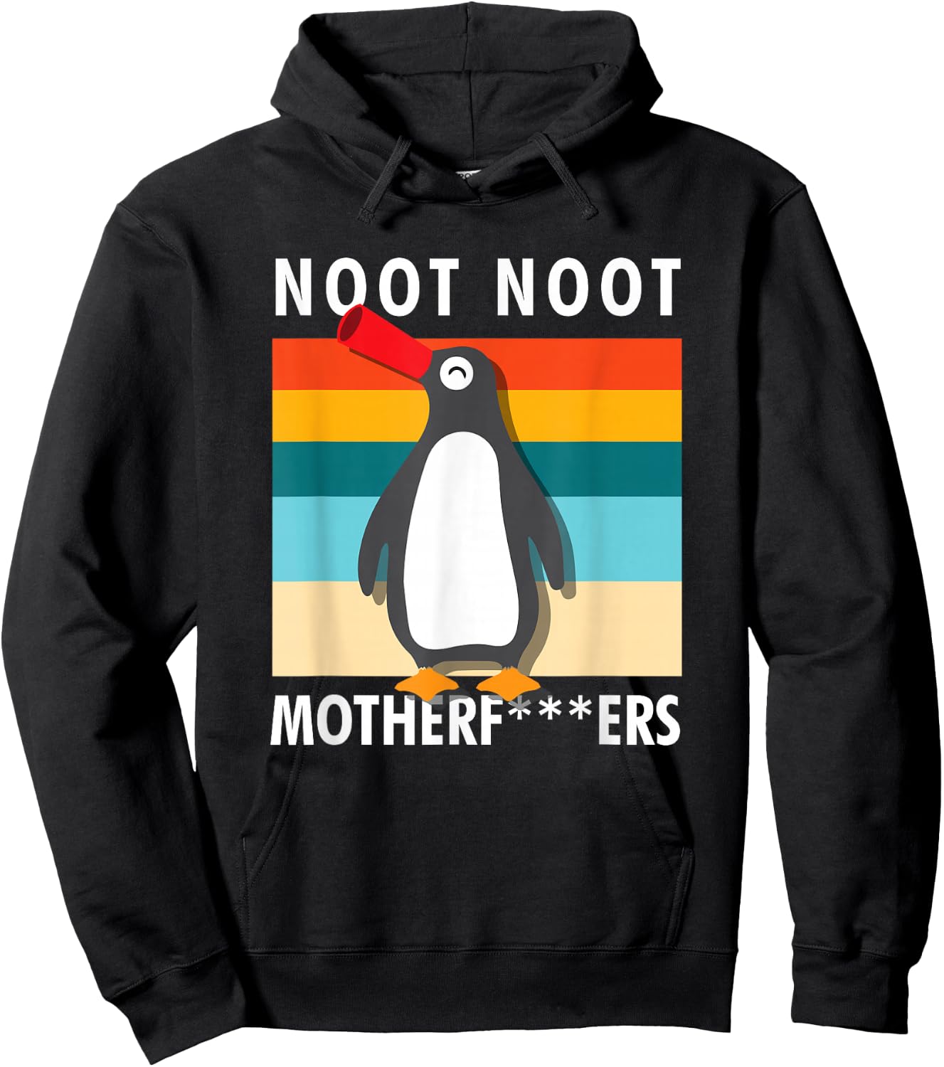 Rude Noot Noot Motherf-ers Sarcastic Graphic Penguin Hoodie - Hoodie | Black