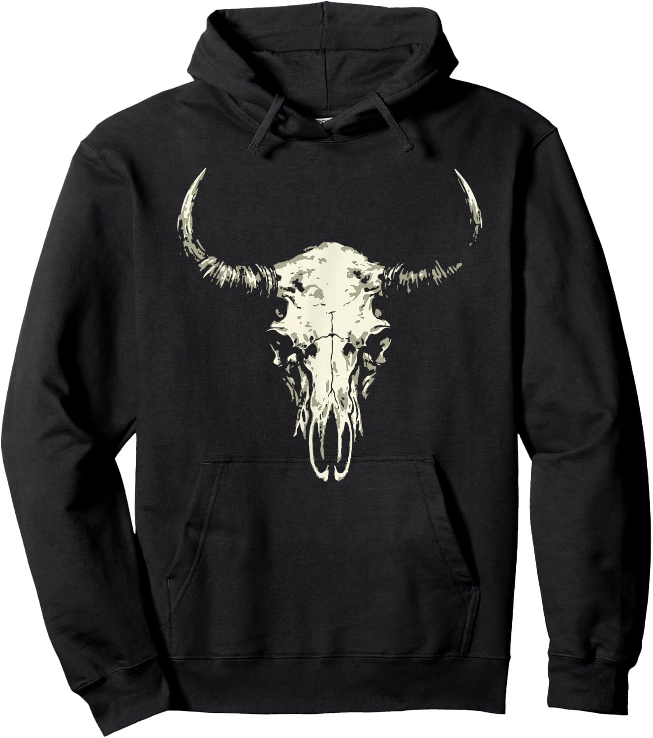 Bison Skull American Buffalo Minimalist Punk Core Hoodie - Hoodie | Black