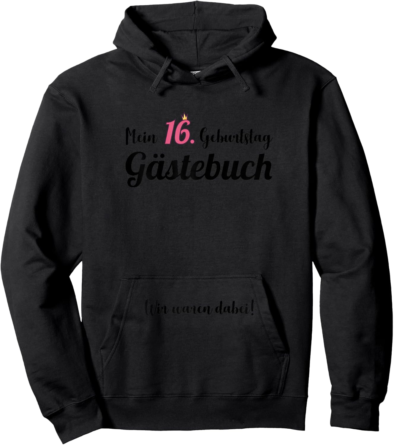 16th Birthday 16 Years Party Guest Book Girls , White Hoodie - Hoodie | Black