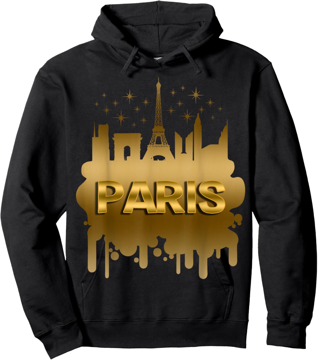 Vintage Metallic Gold Paris T Shirt, France Holiday Gift Hoodie - Hoodie | Black