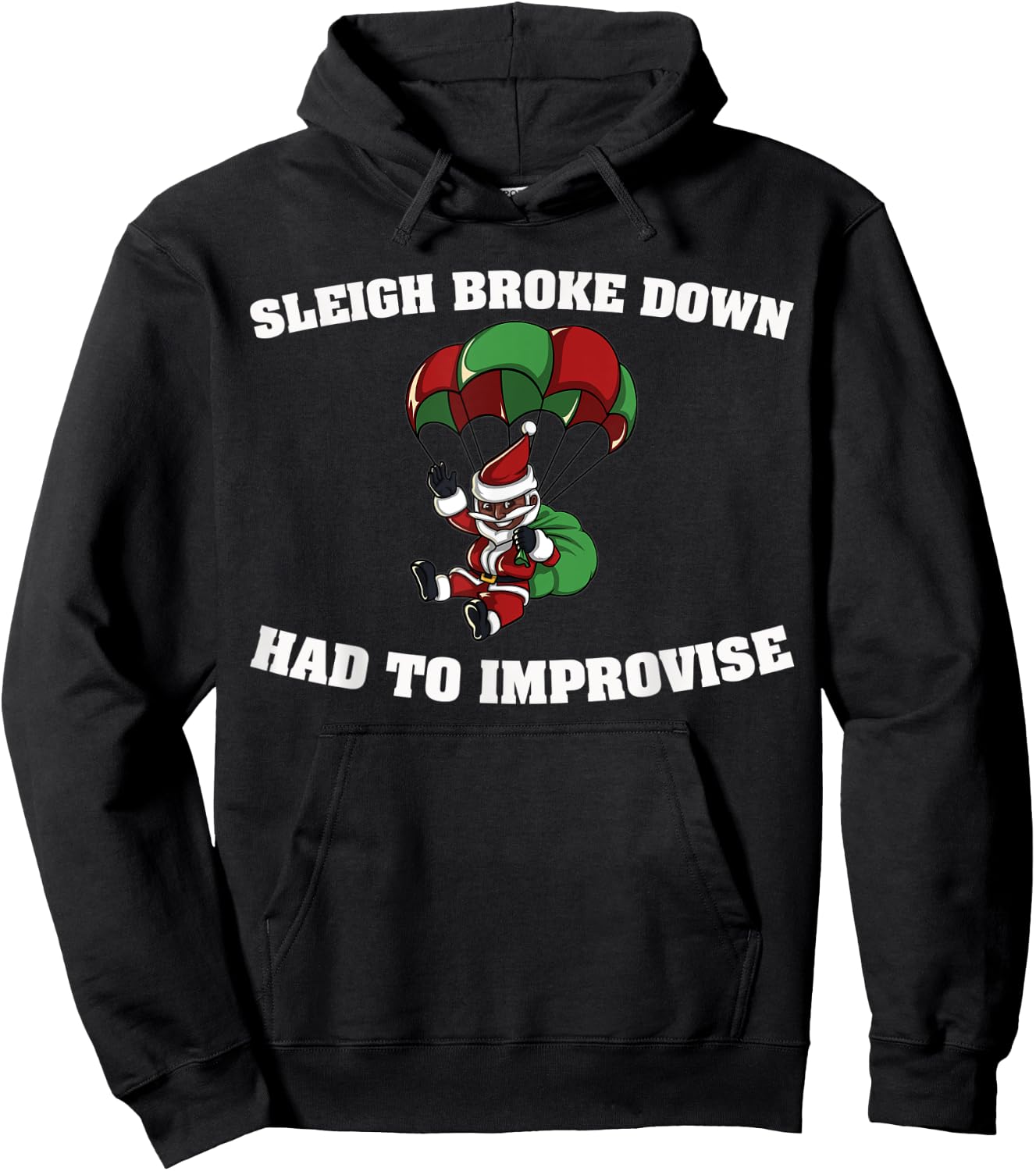 Funny African American Santa Ugly Christmas Hoodie - Hoodie | Black