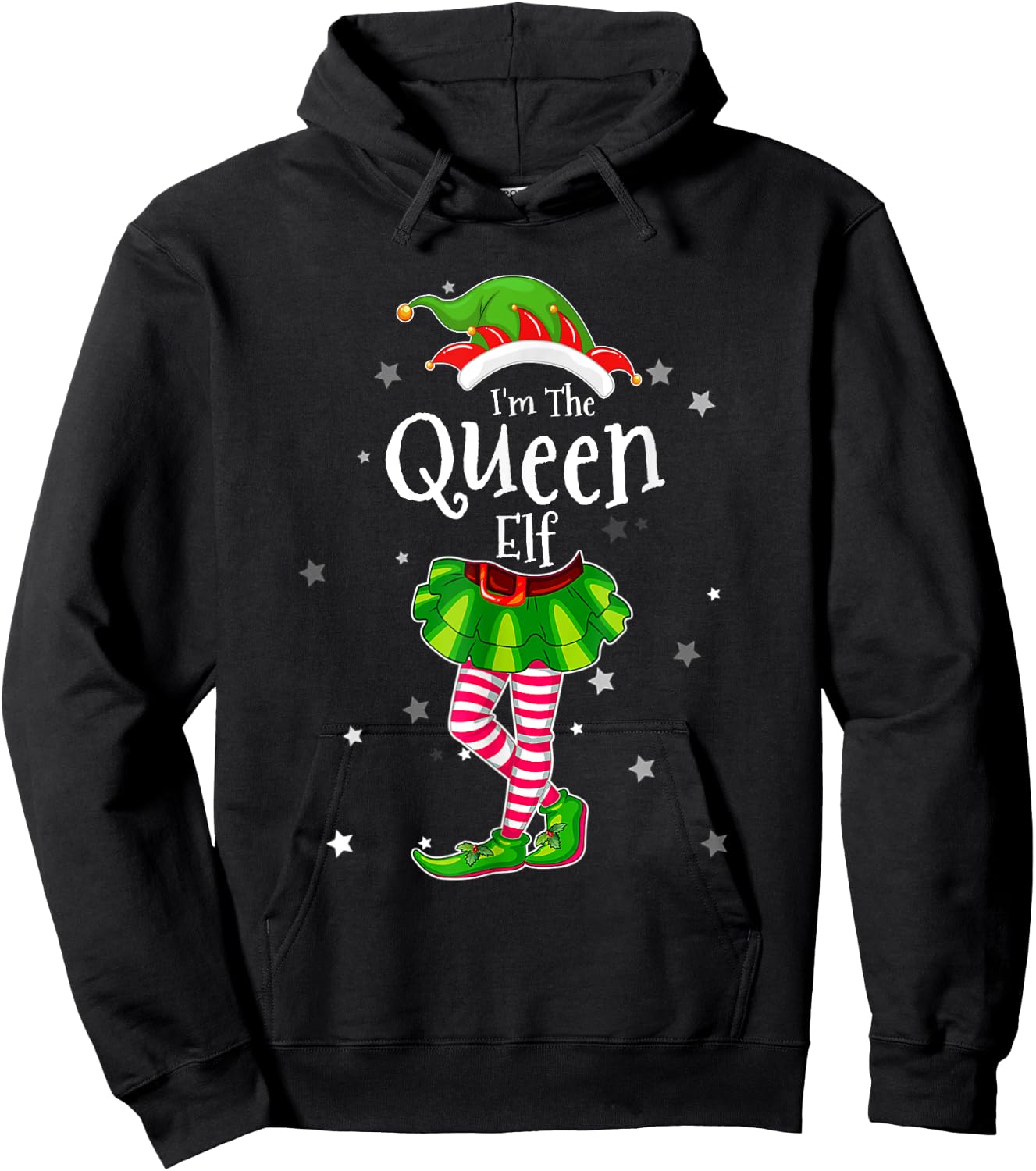 I'm The Queen Elf T Shirt Matching Christmas Costume Shirt Hoodie - Hoodie | Black