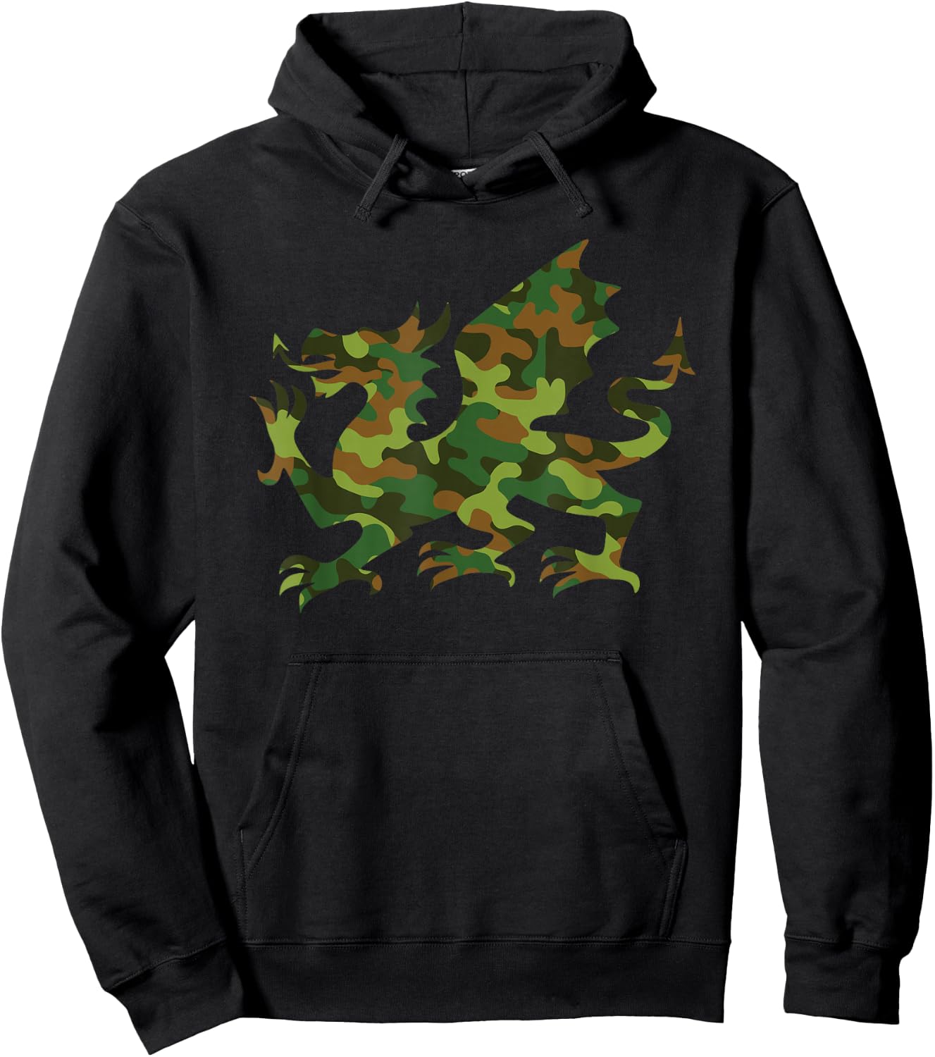 Cool Camo Camouflage Dragon Fantasy Gamer Dragon Men Women Hoodie - Hoodie | Black
