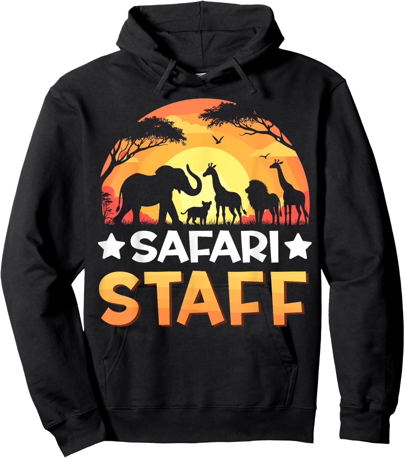 Safari Staff Safari Animals Sunset Wildlife Matching Zoo Hoodie - Hoodie | Black