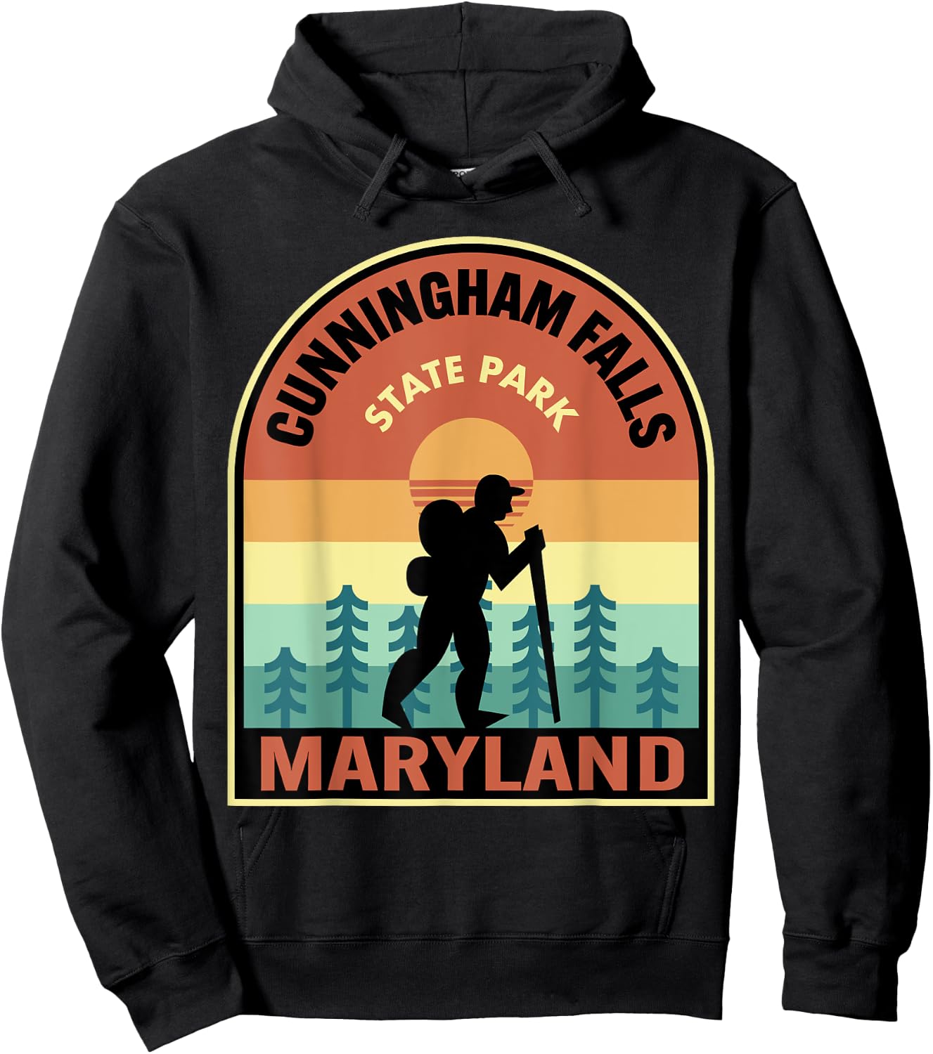 Cunningham Falls State Park Maryland Retro Hiking Hoodie - Hoodie | Black