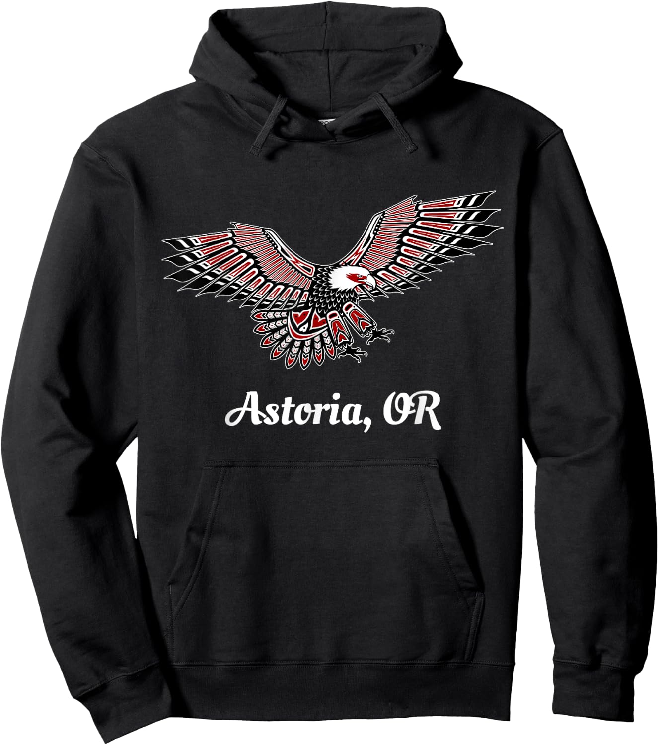 Astoria, OR Eagle PNW Native American Totem Hoodie - Hoodie | Black