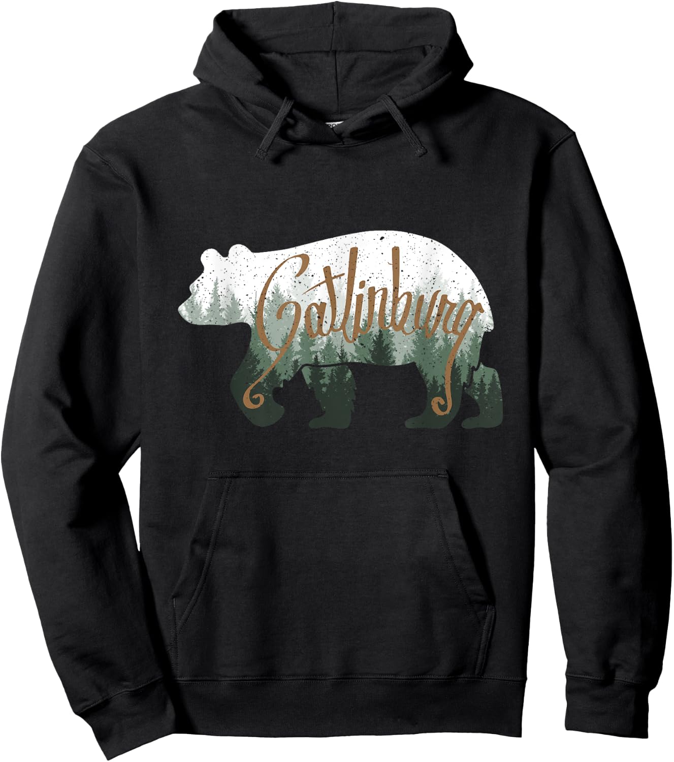 Smoky Mountains Forest Gatlinburg Tennessee Bear Silhouette Hoodie - Hoodie | Black