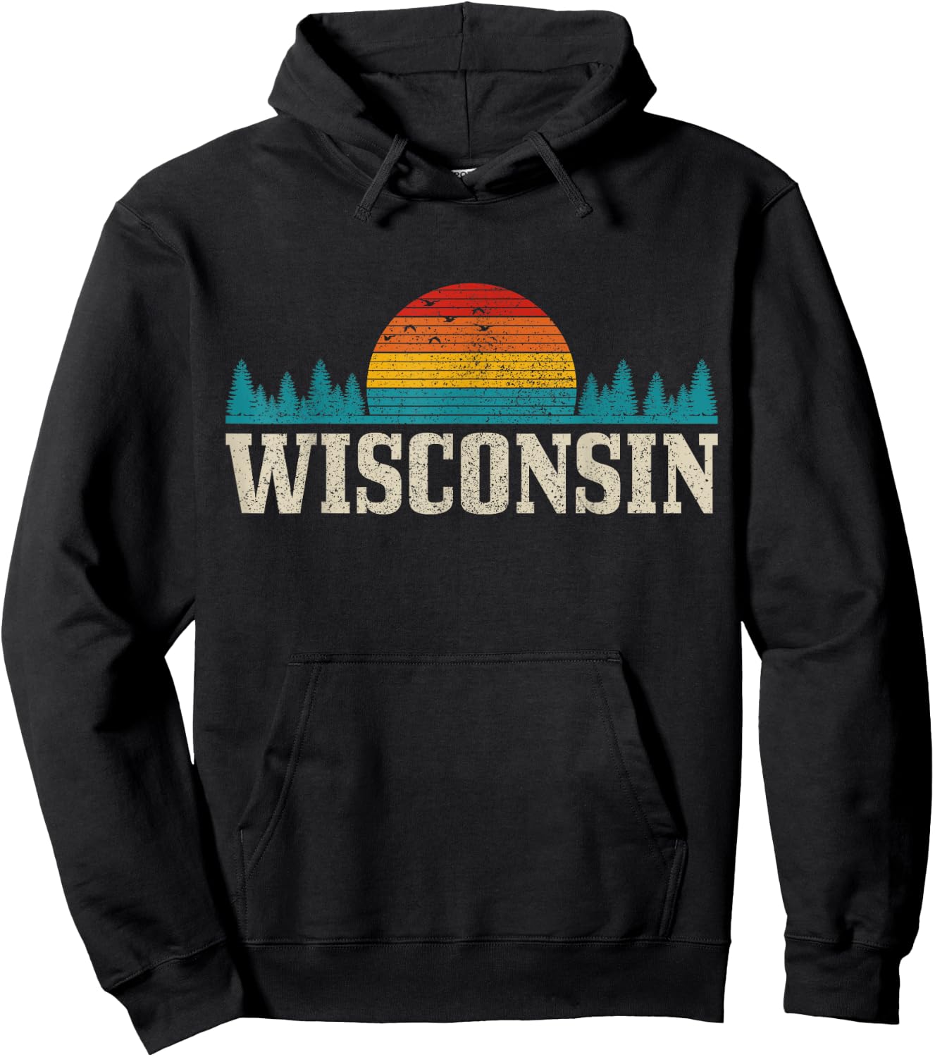 Wisconsin Vintage USA America Souvenir Hoodie - Hoodie | Black