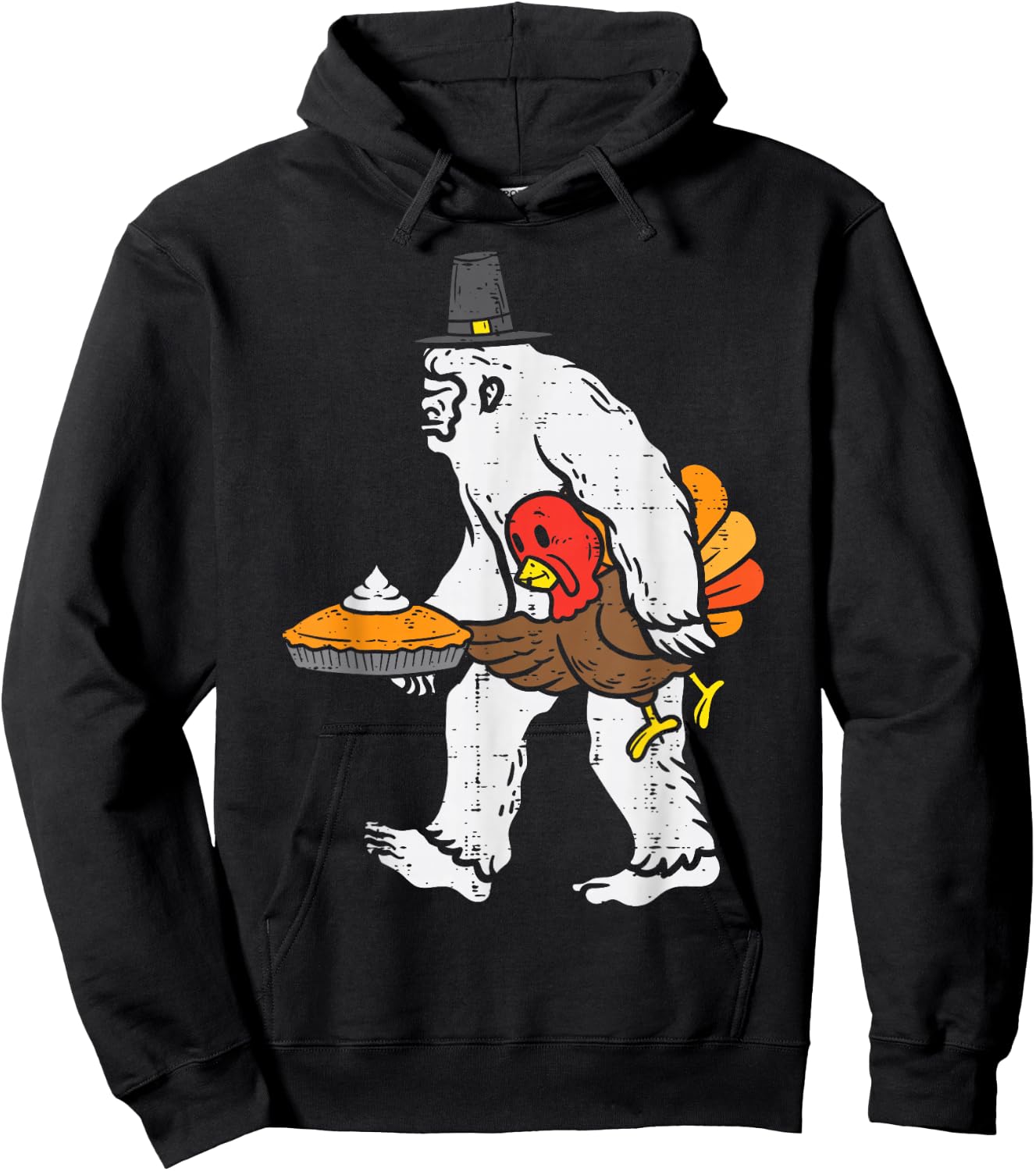 Thanksgiving Bigfoot Sasquatch Turkey Day Men Women Kids Hoodie - Hoodie | Black